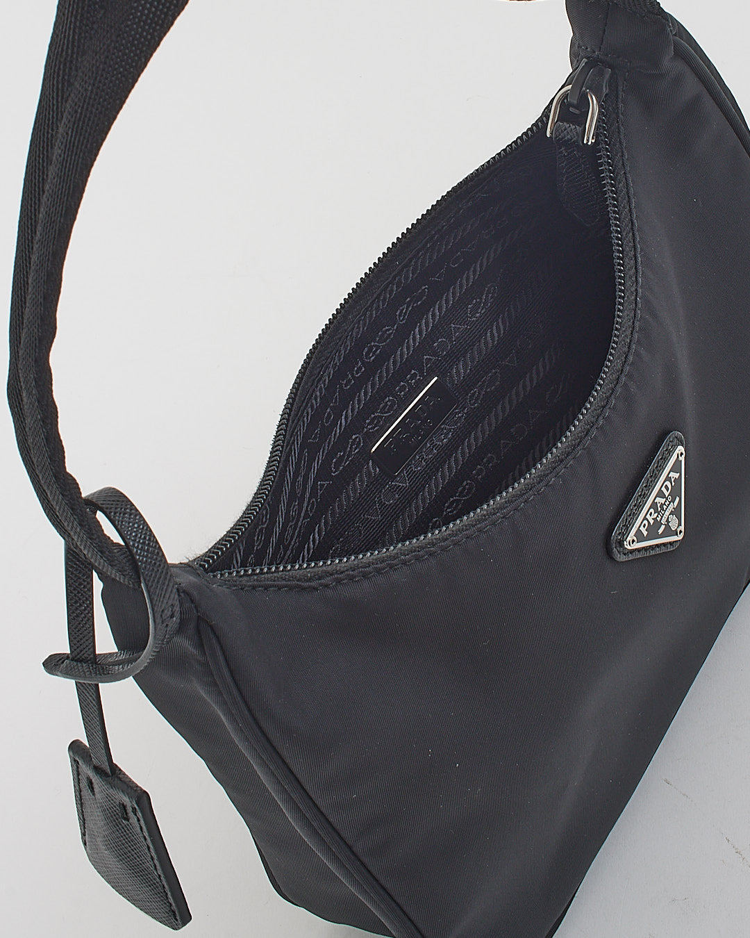 Prada Black Nylon Re-edition 2000 Mini Hobo Shoulder Bag