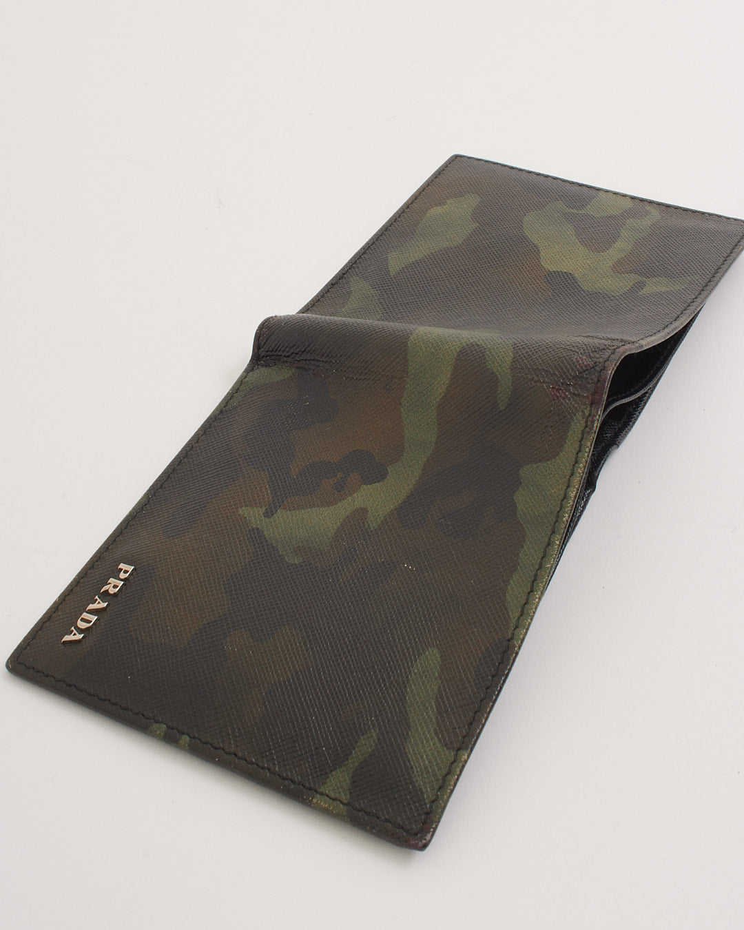Prada Green Camo Saffiano Leather Bi-Fold Wallet