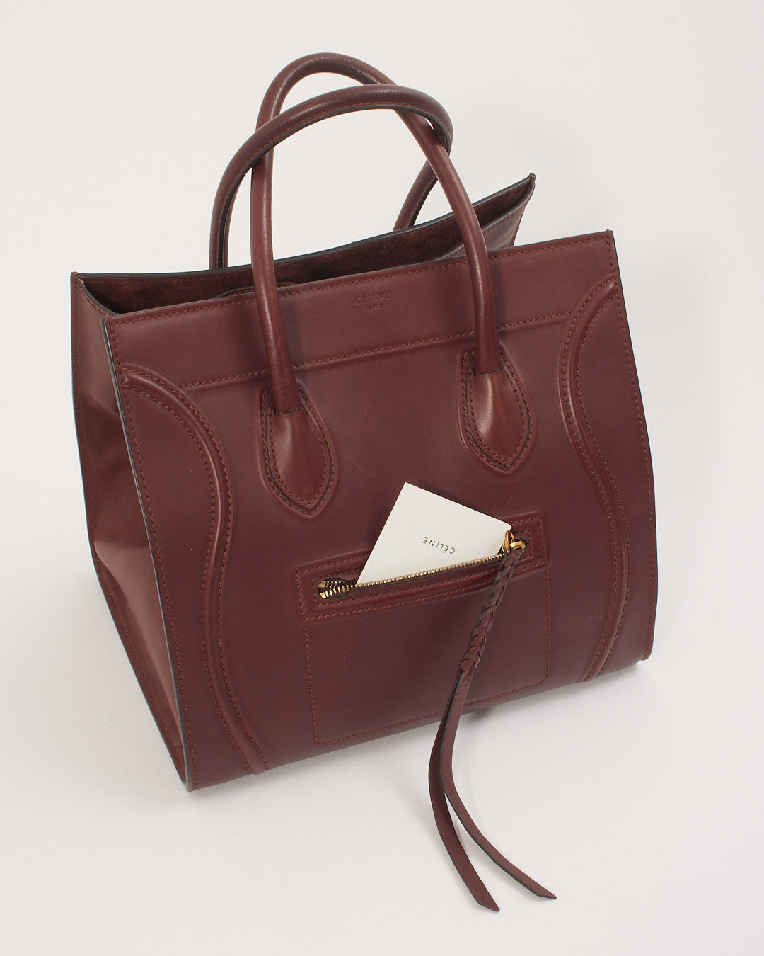 Celine Burgundy Leather Phantom Tote