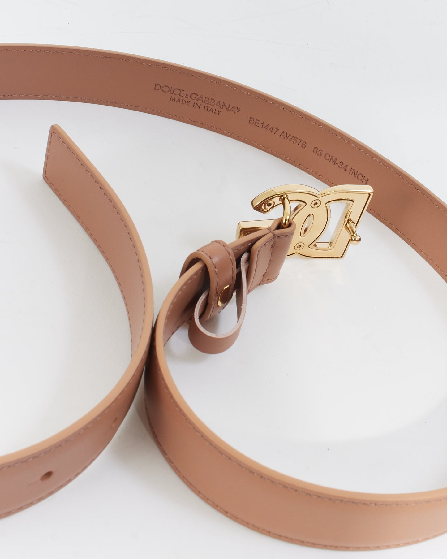 Dolce & Gabbana Ceinture à boucle avec logo DG en cuir rose - 34