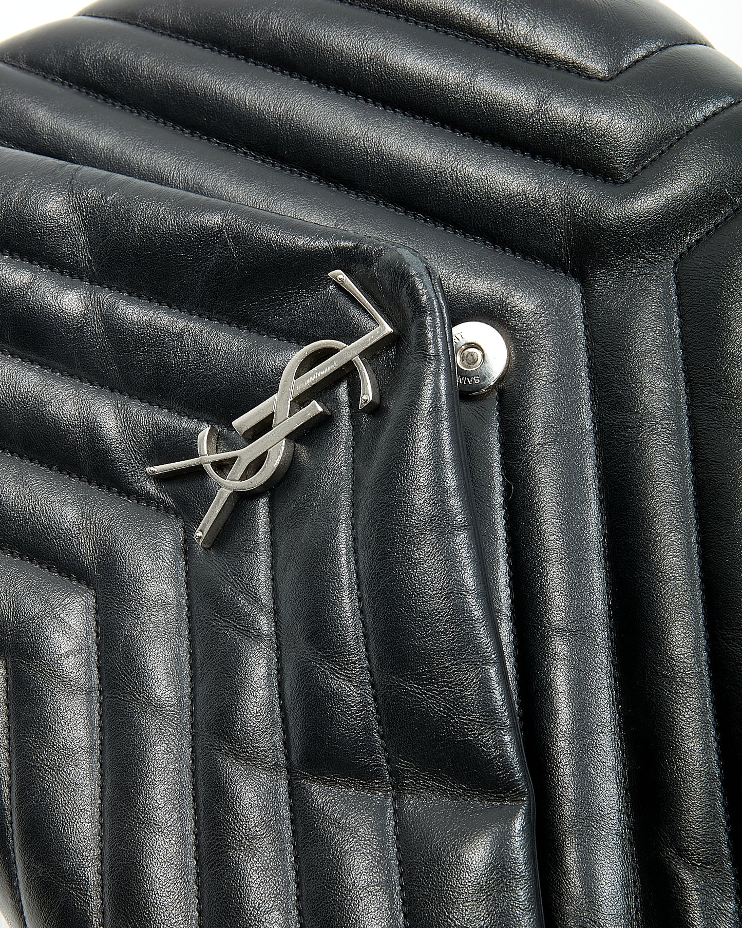 Saint Laurent Black Chevron Large LouLou Matelasse Chain Bag