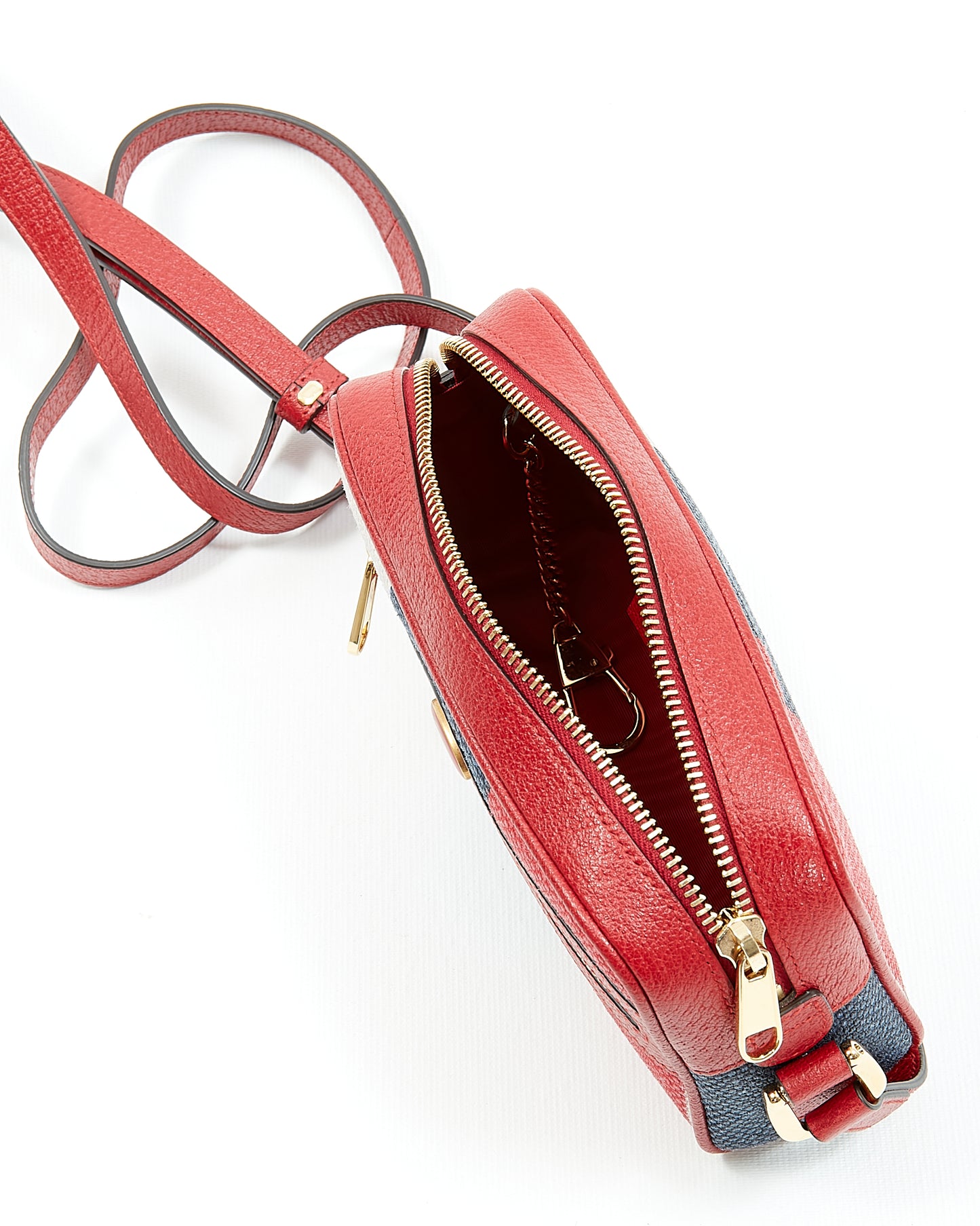 Gucci Blue/Red/White Web Canvas Mini Sylvie Ophidia Bag