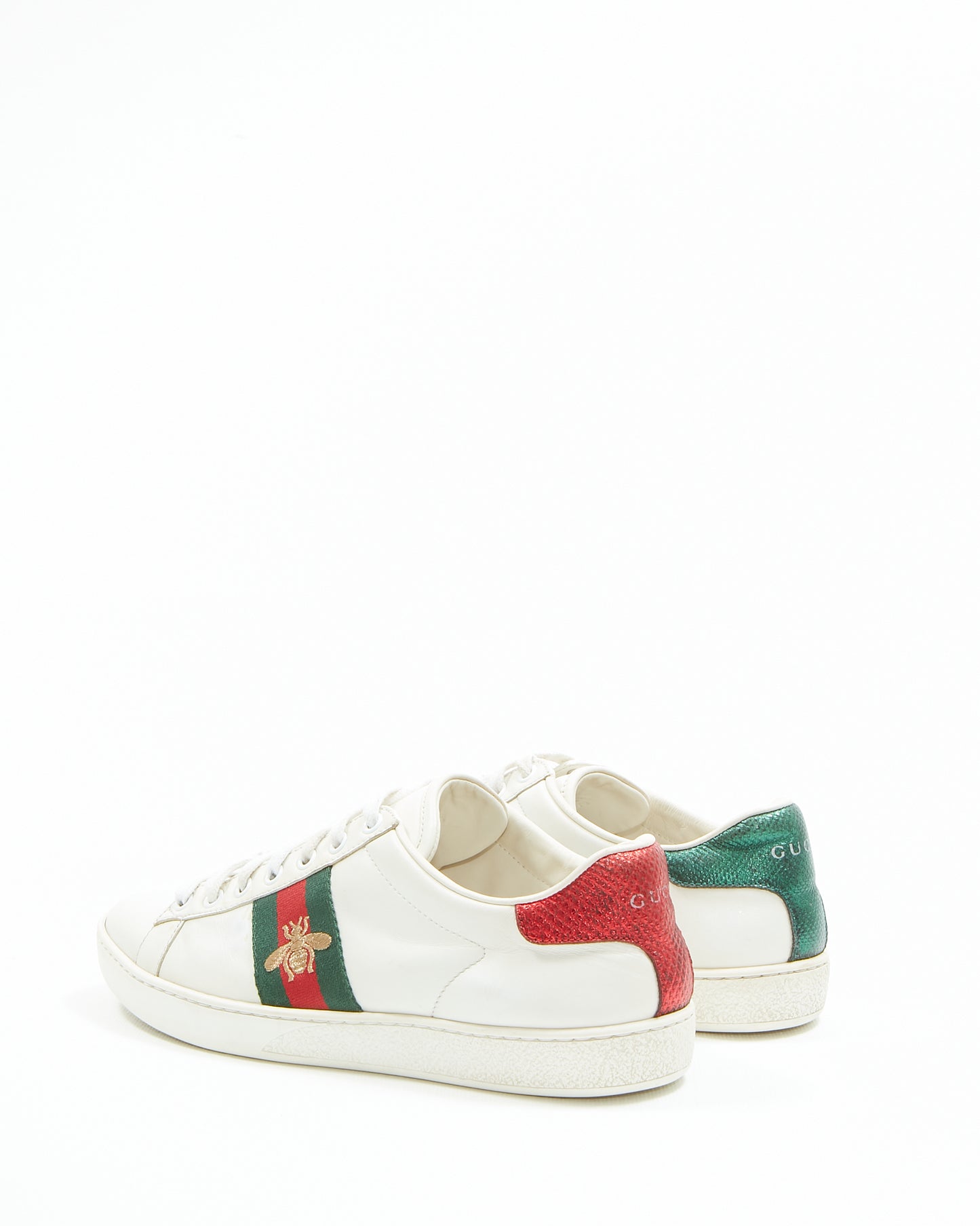 Gucci White Leather Web Bee Ace Sneakers - 38.5