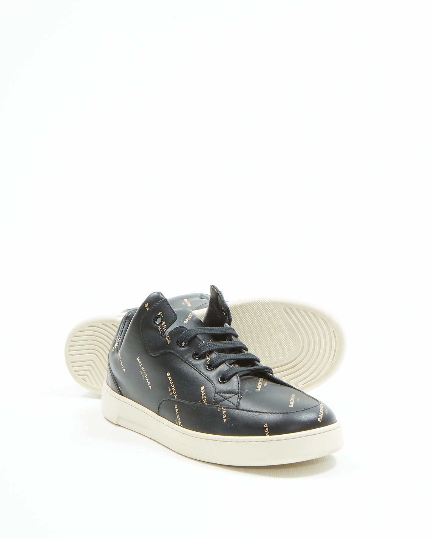 Balenciaga Baskets en cuir noir sur toute la surface - 40