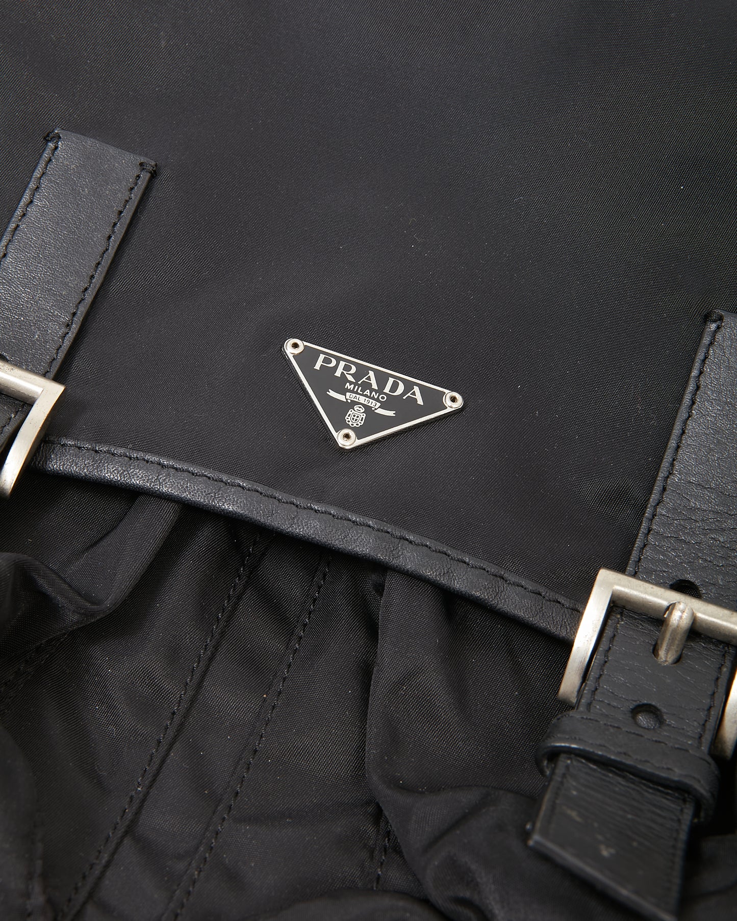 Sac bandoulière à deux poches Tessuto en nylon noir Prada