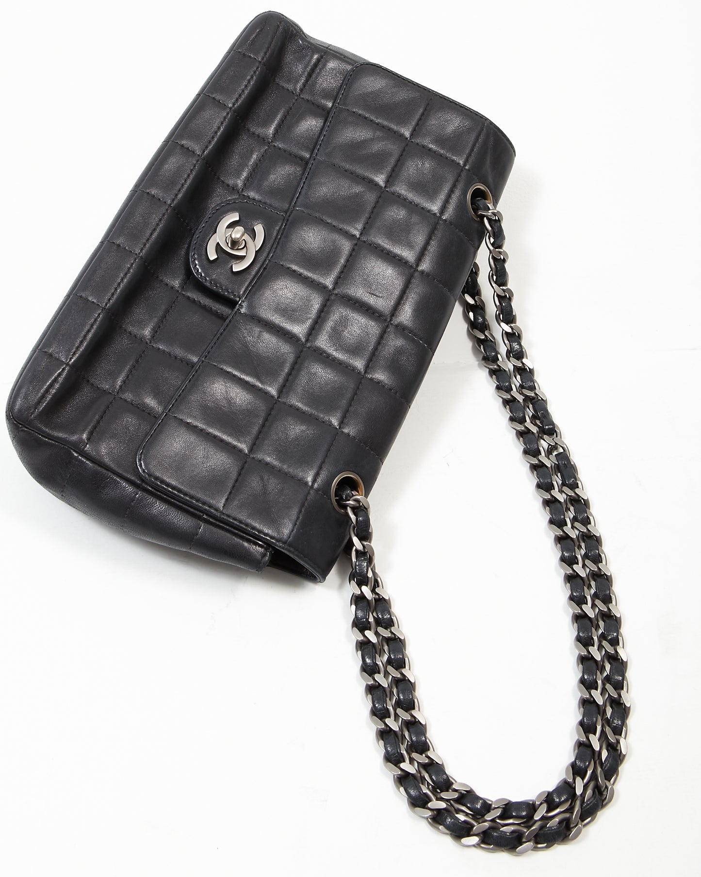 Chanel Black Lambskin Chocolate Bar Single Flap Bag