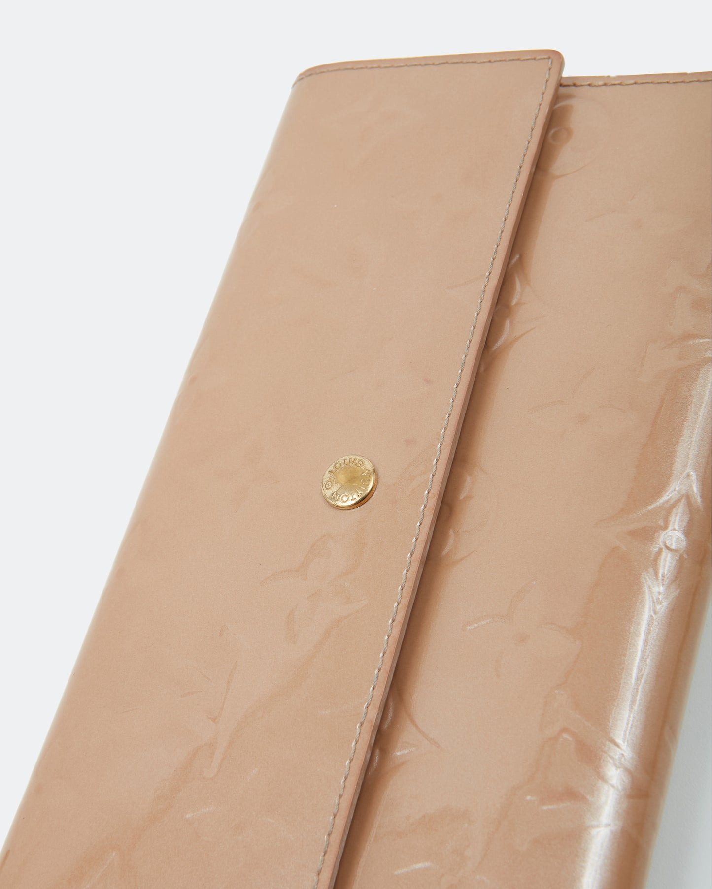 Louis Vuitton Beige Vernis Monogram Patent Leather Flap Wallet