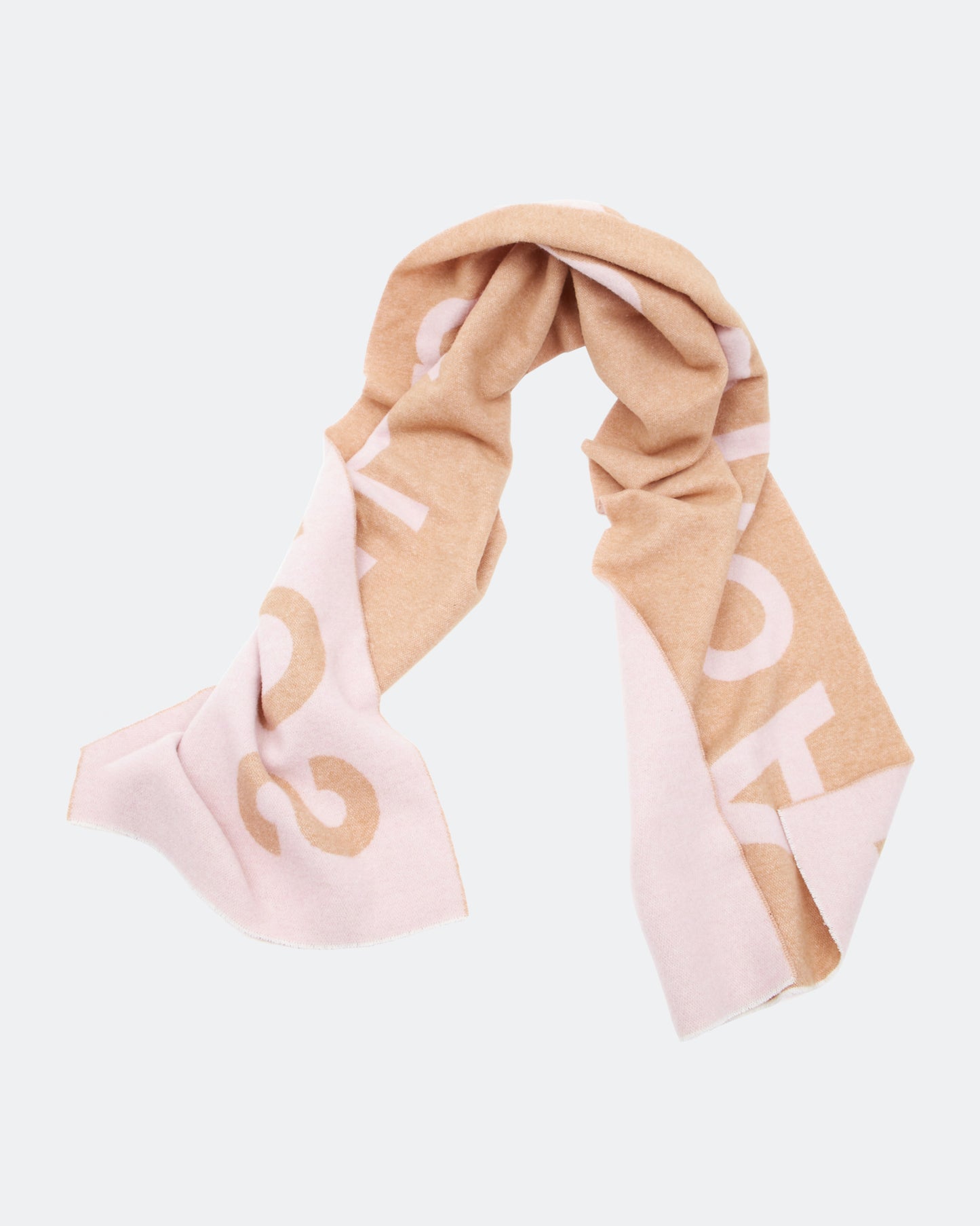 Acne Studio Pink/Tan Wool Printed Logo Scarf