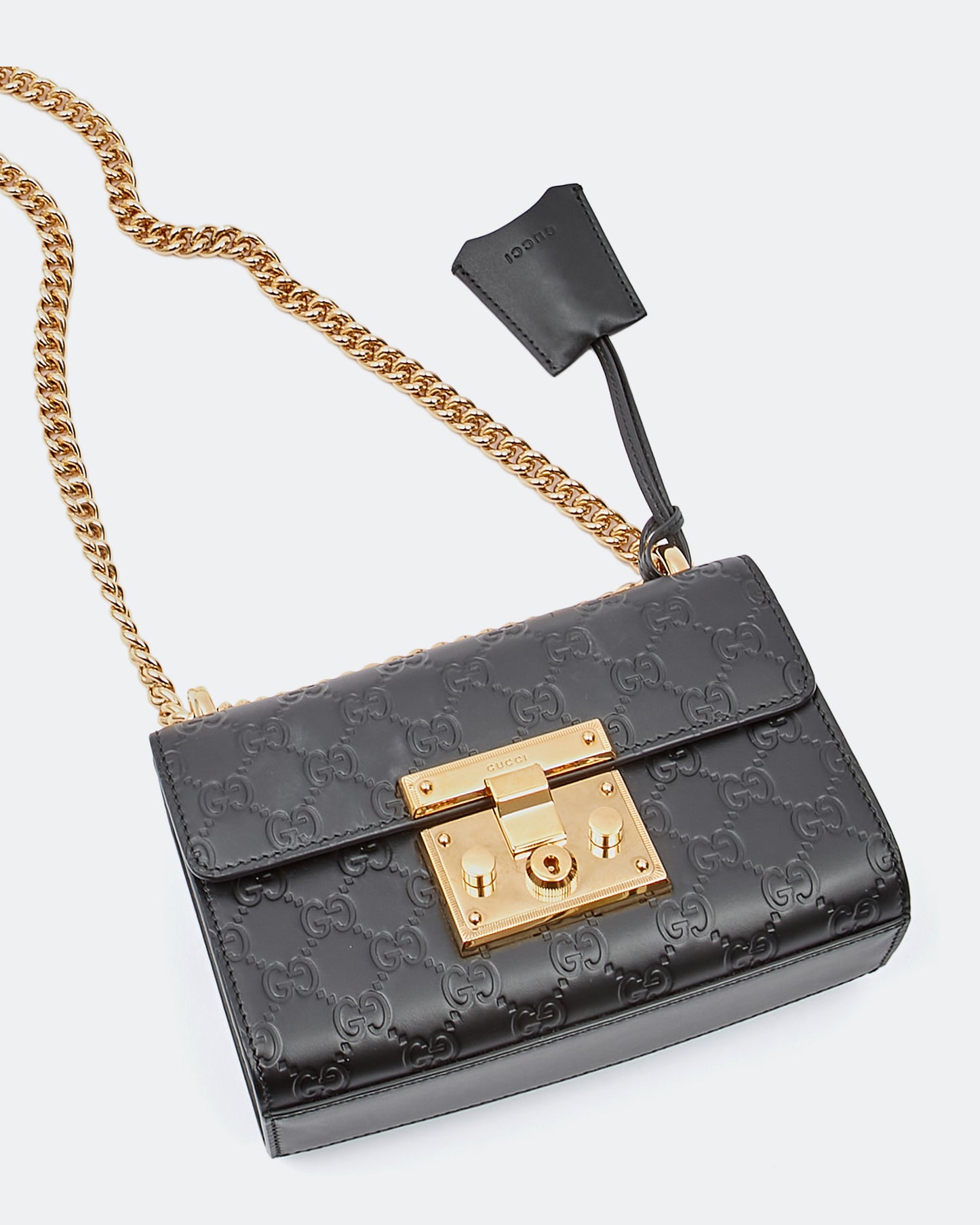 Gucci Black GG Signature Small Padlock Shoulder Bag
