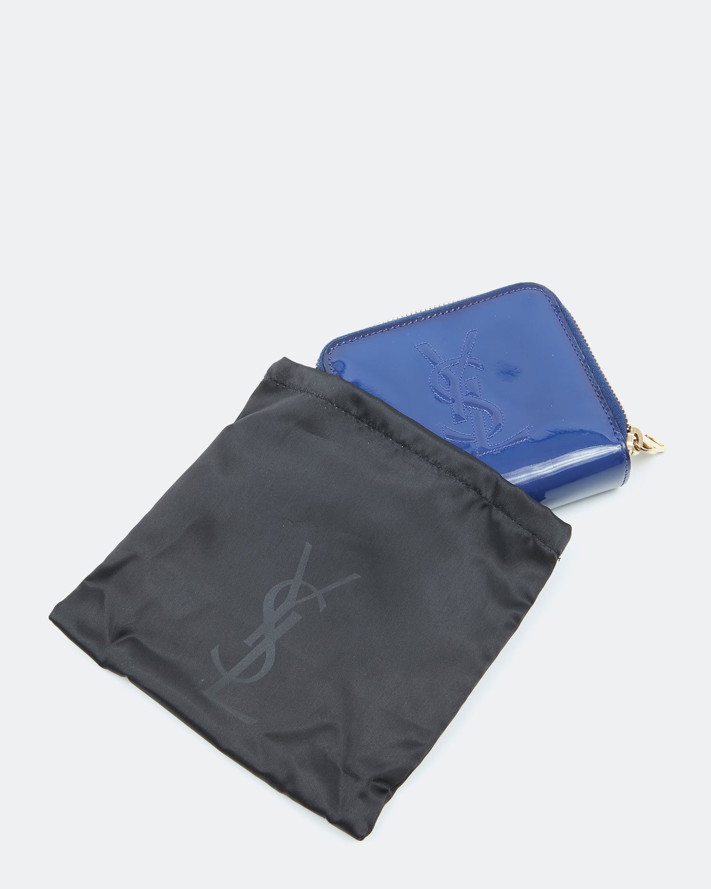 Saint Laurent Blue Patent Logo Zippy Wallet