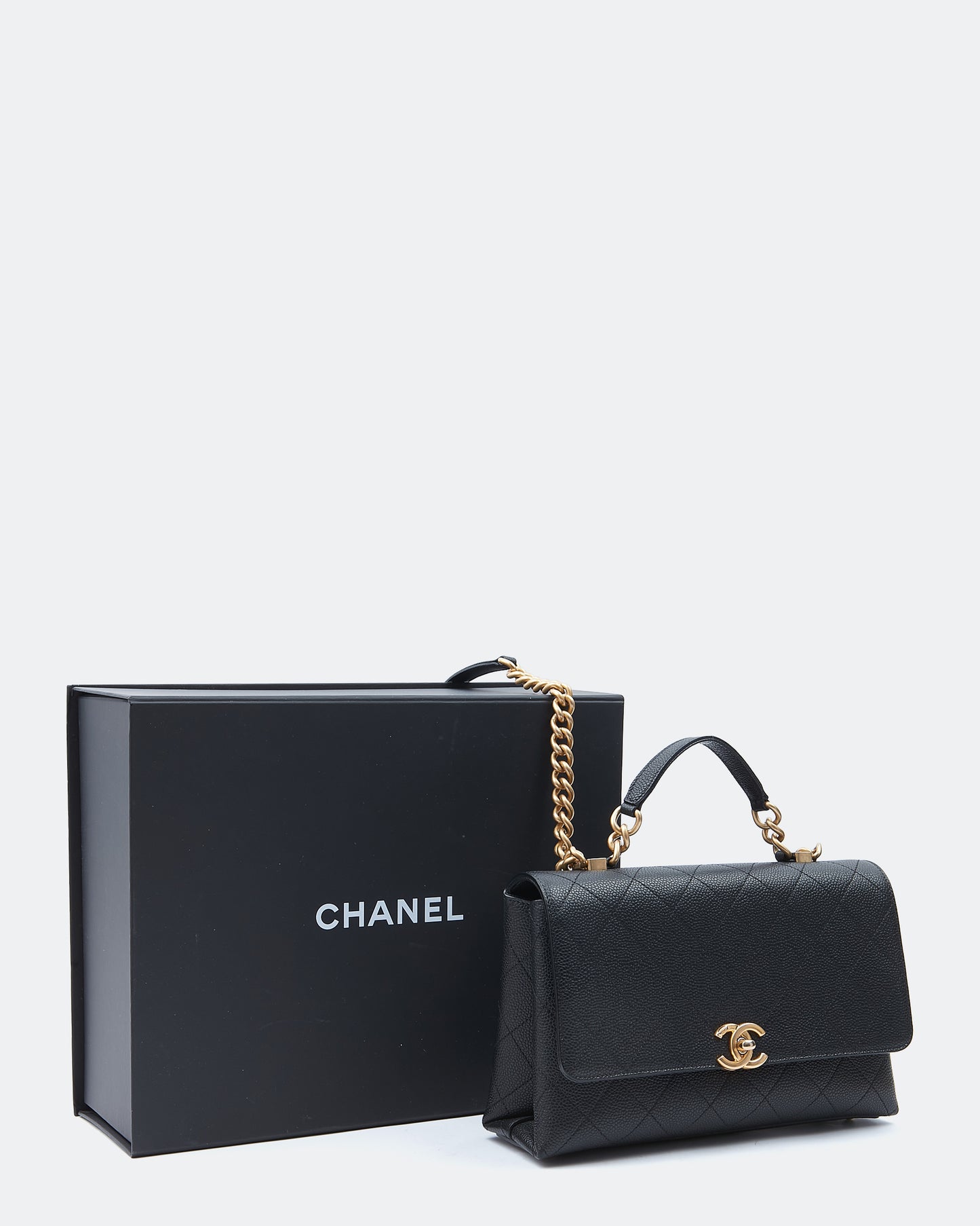 Chanel Black Caviar Chic Medium Top Handle Bag