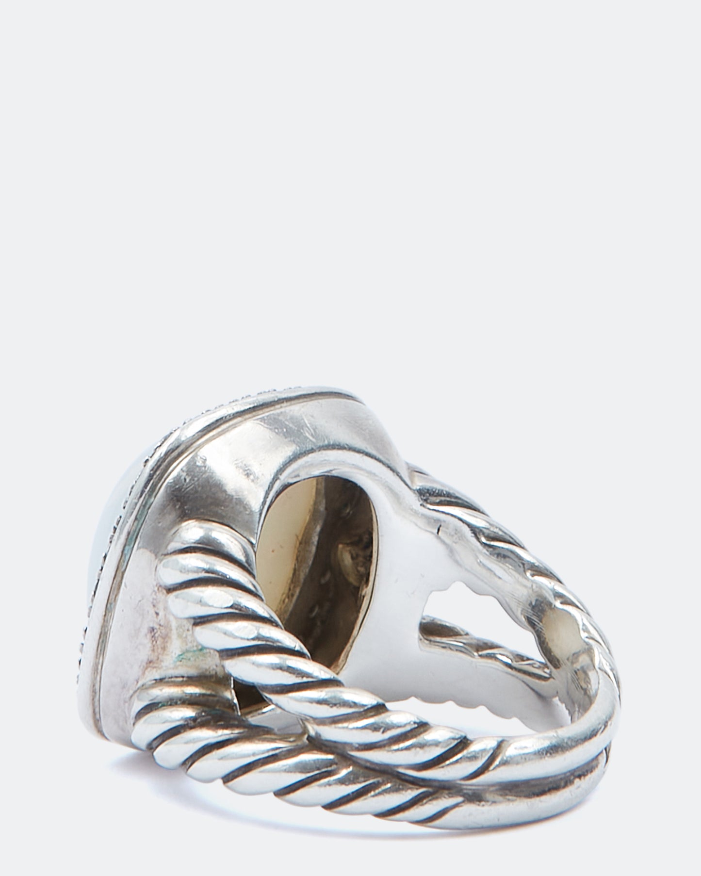 David Yurman Sterling Silver & Diamond Moonstone Ring - 7