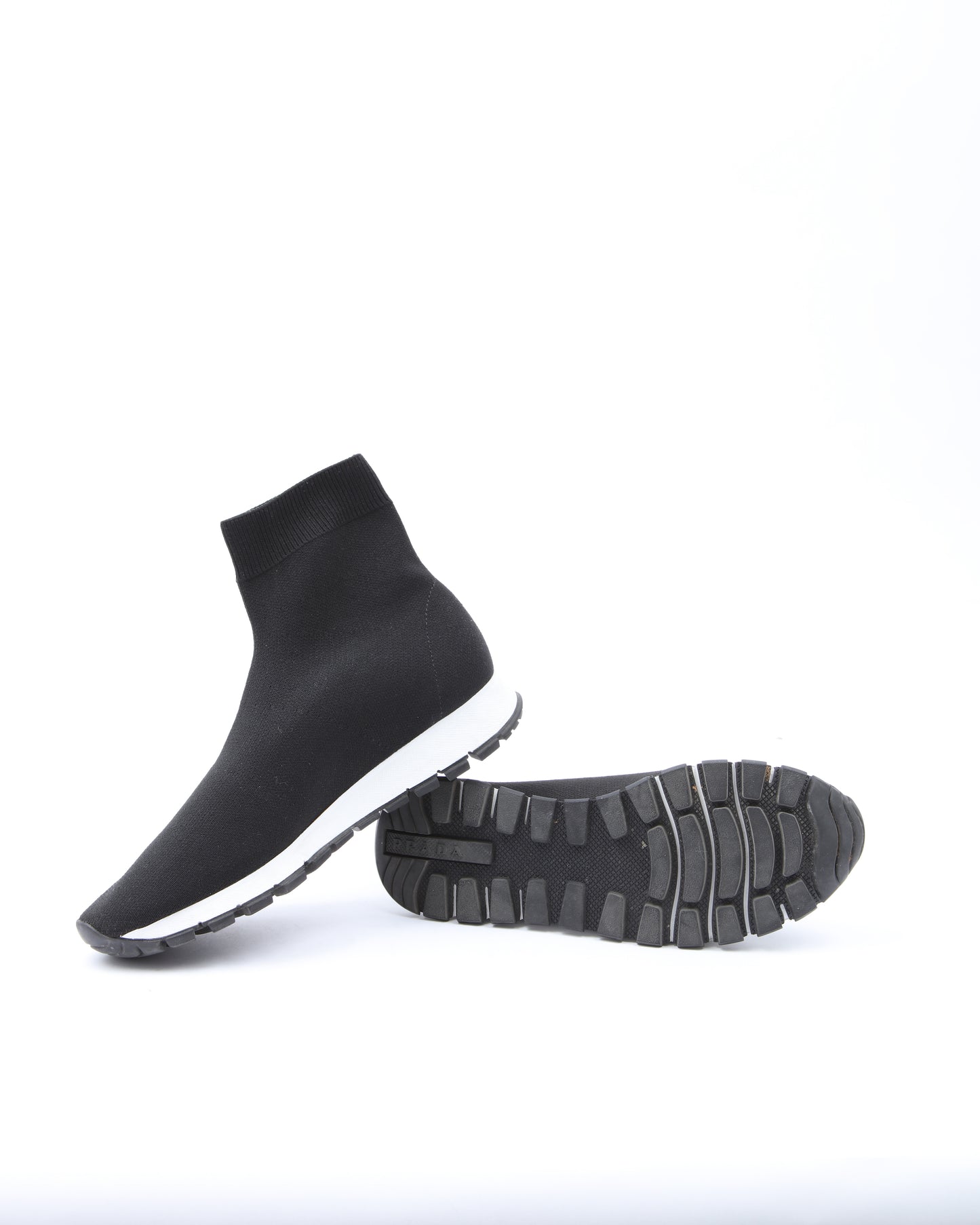 Prada Black Knit Sock Runner Sneaker - 35