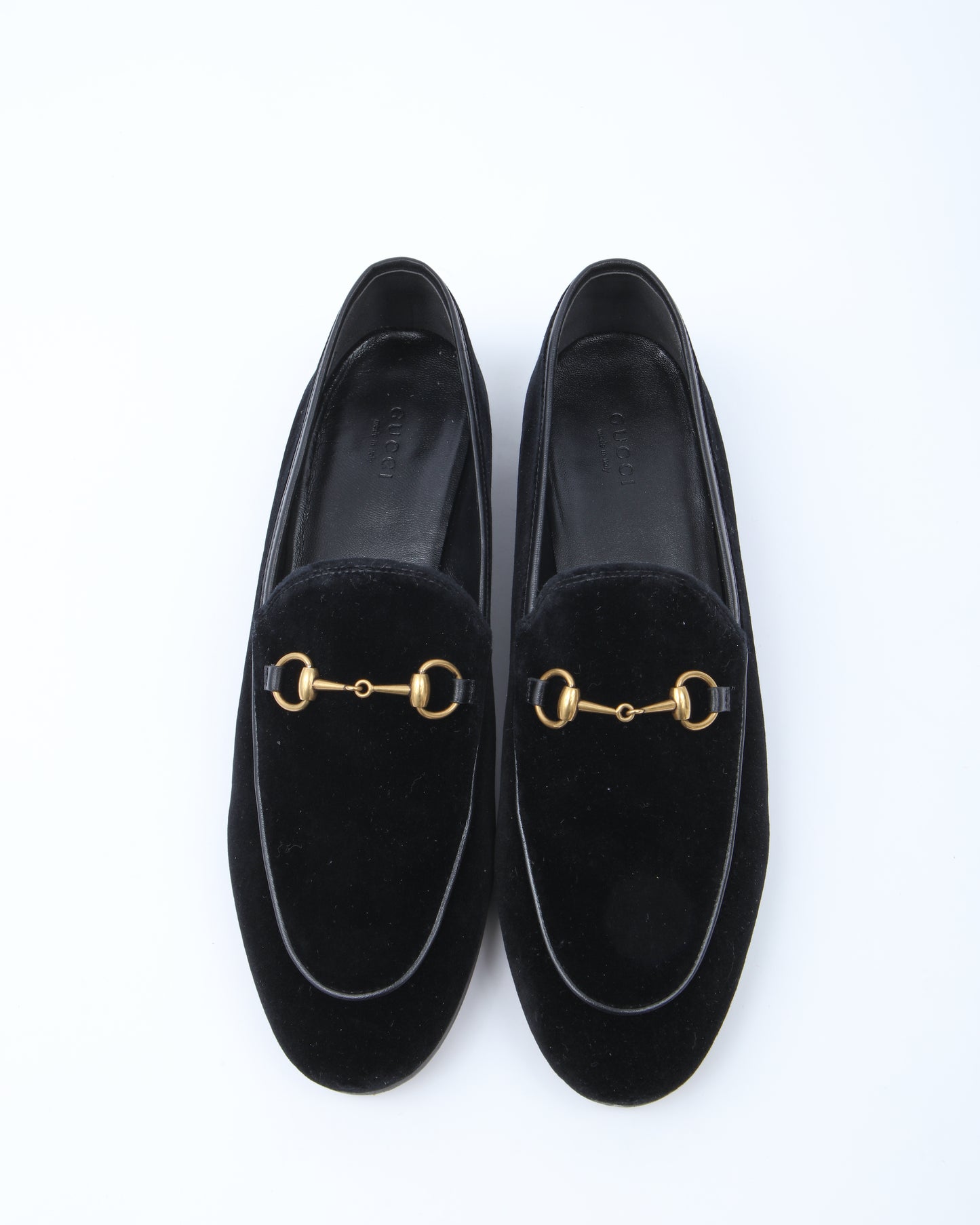 Gucci Black Velvet Jordaan Horsebit Loafers - 41.5