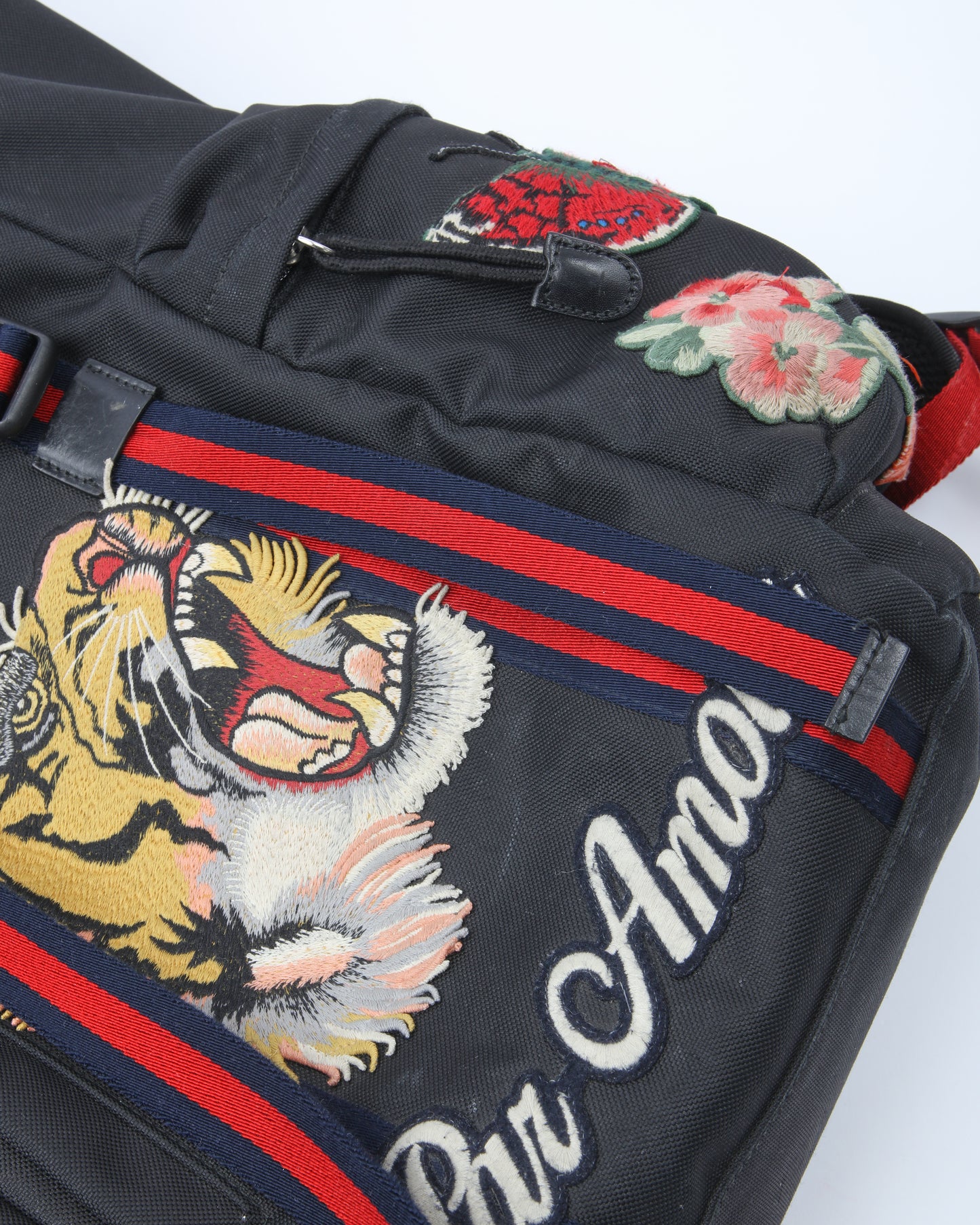 Gucci Black Floral Embroidered L'Aveugle Par Amour Techno Backpack