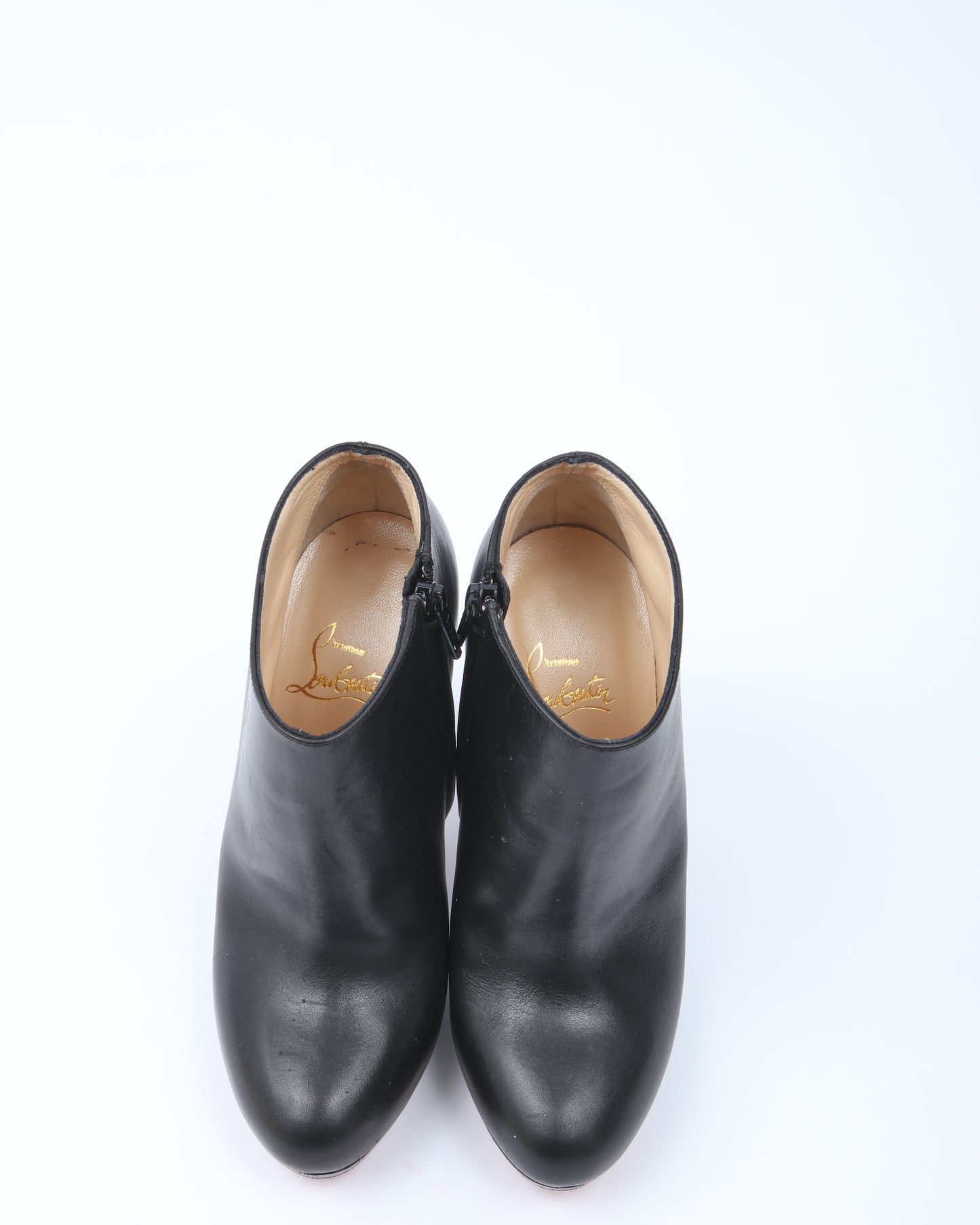 Christian Louboutin Bottines en cuir nappa noir à talon bloc de 120 mm - 36,5