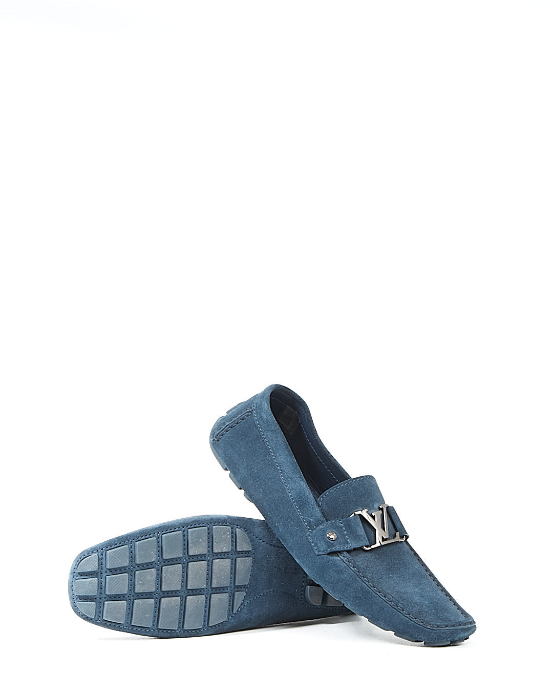 Louis Vuitton Blue Suede LV Logo Loafers - 12