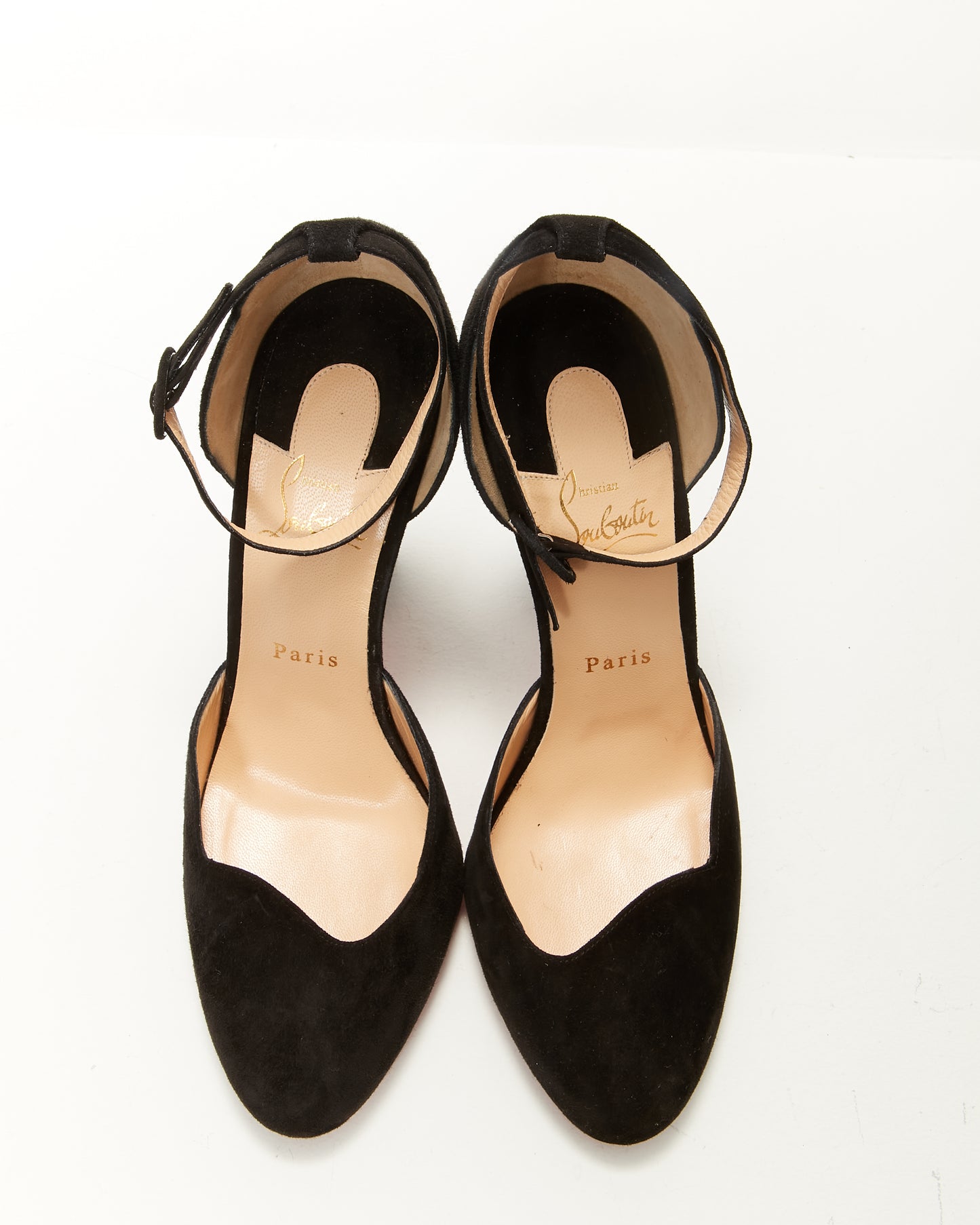 Louboutin Black Suede Strap Heels - 41