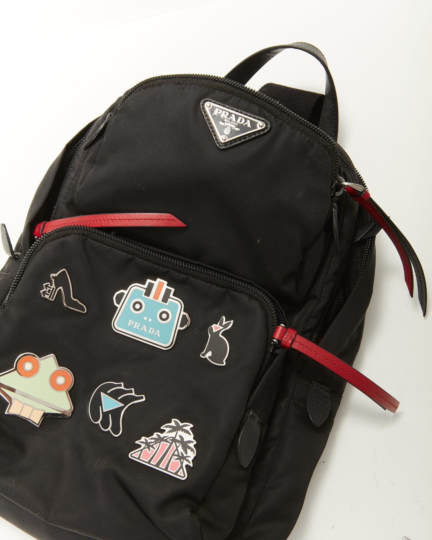 Prada Black Nylon Limited Edition Robot Fluo Sling Backpack