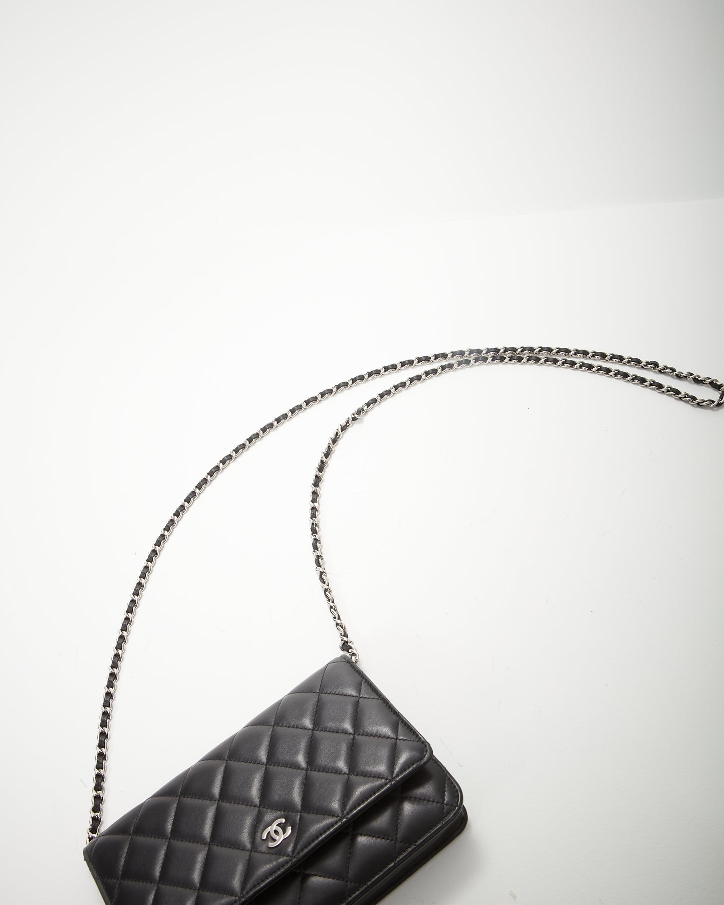 Chanel Black Lambskin Leather Wallet-on-Chain SHW