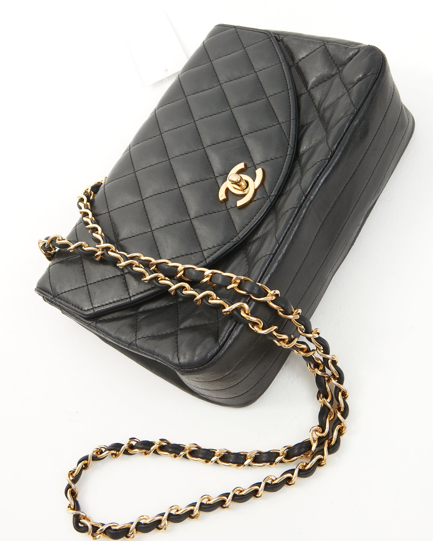 Chanel Vintage Black Matelasse Lambskin Leather Flap Bag