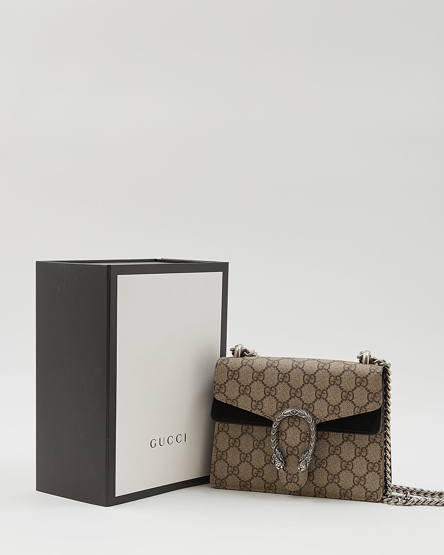 Gucci Beige/Black GG Supreme Mini Dionysus Chain Bag