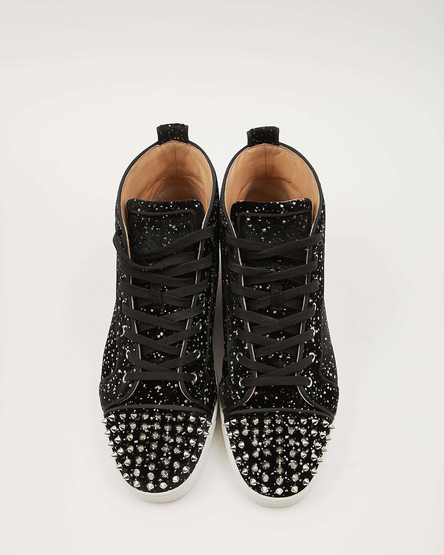 Louboutin Black Lou Spikes Orlato Flat High Top Sneakers - 45