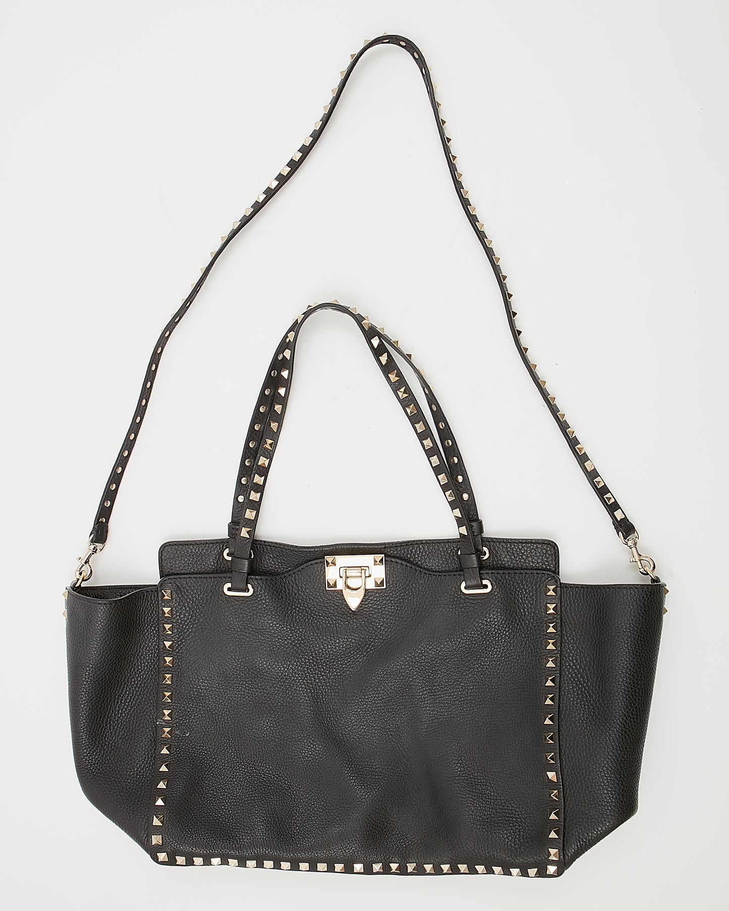 Sac cabas Rockstud en cuir noir Valentino