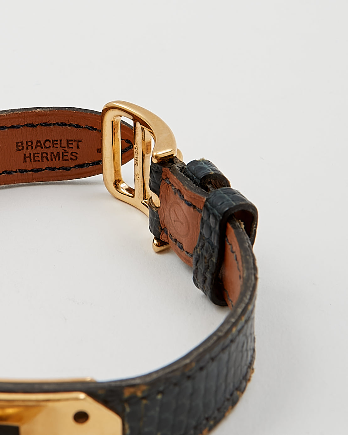 Montre Hermès Kelly PM 20 cm en cuir bleu marine