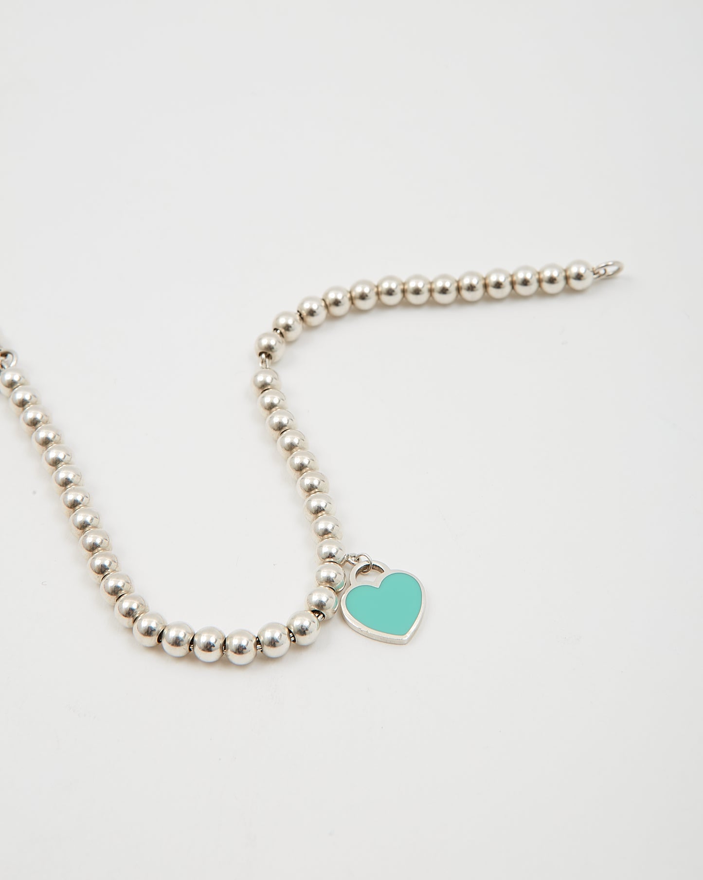 Tiffany Sterling Silver Beaded Heart Tag Bracelet