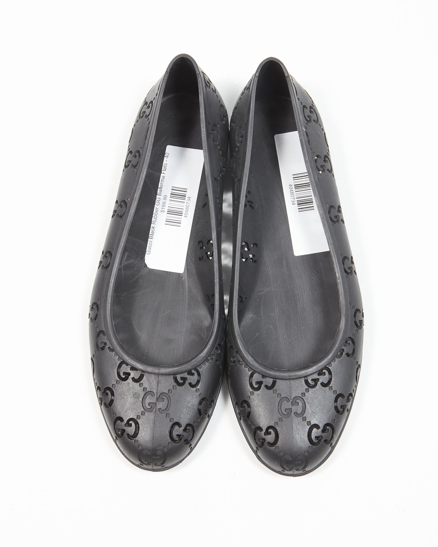 Gucci Black Rubber GG Ballerina Flats - 40