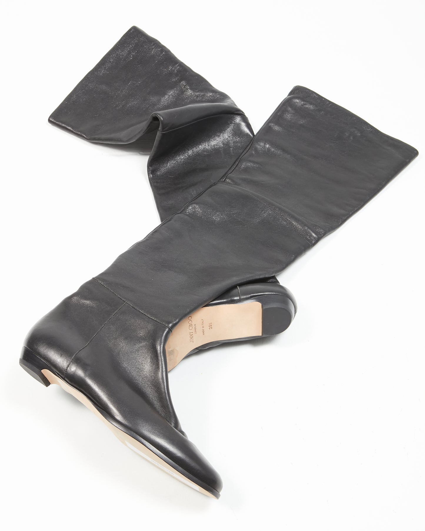 Jimmy Choo Cuissardes plates en cuir noir - 39,5