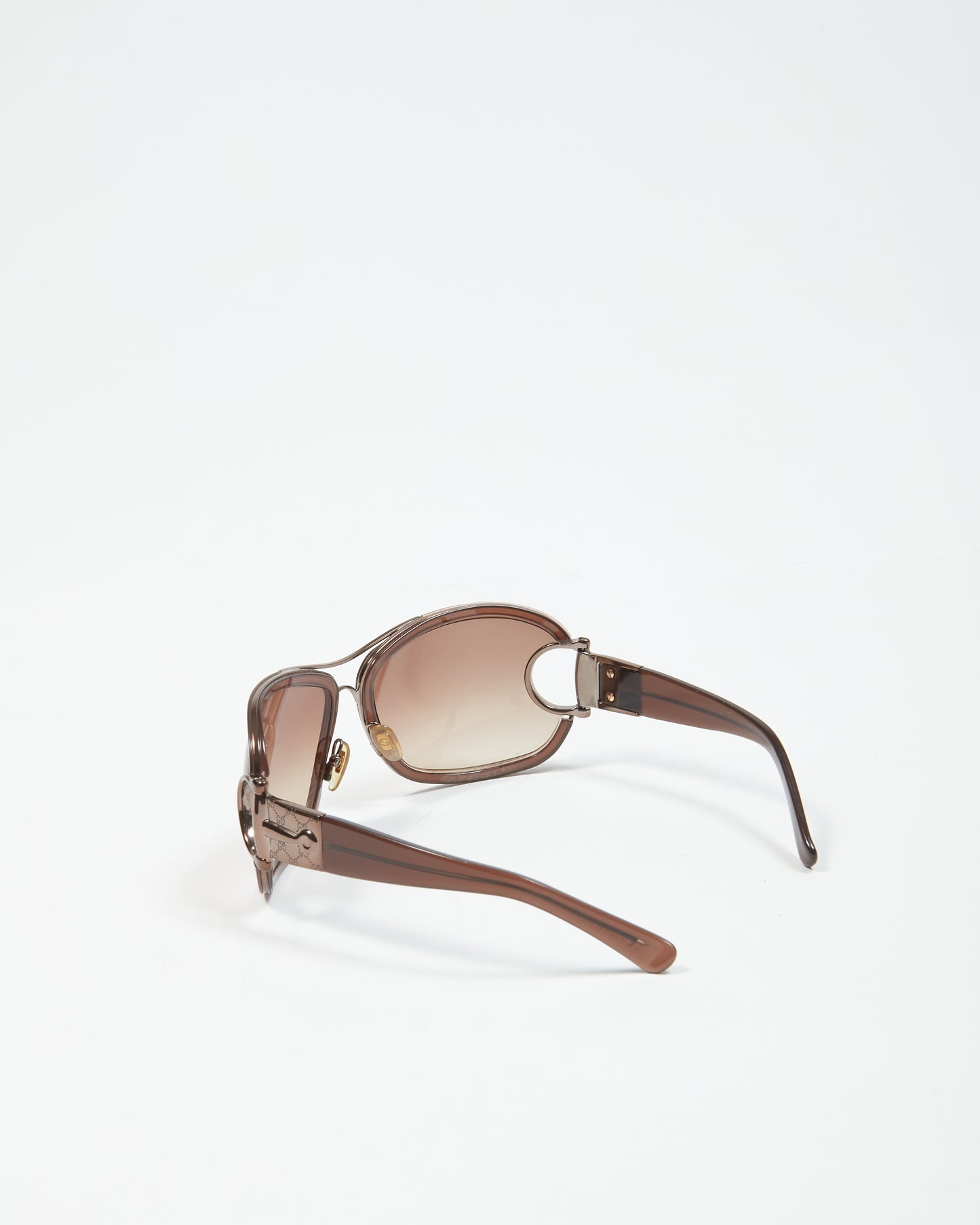 Lunettes de soleil Gucci en émail marron avec mors dégradés GG 2930/S