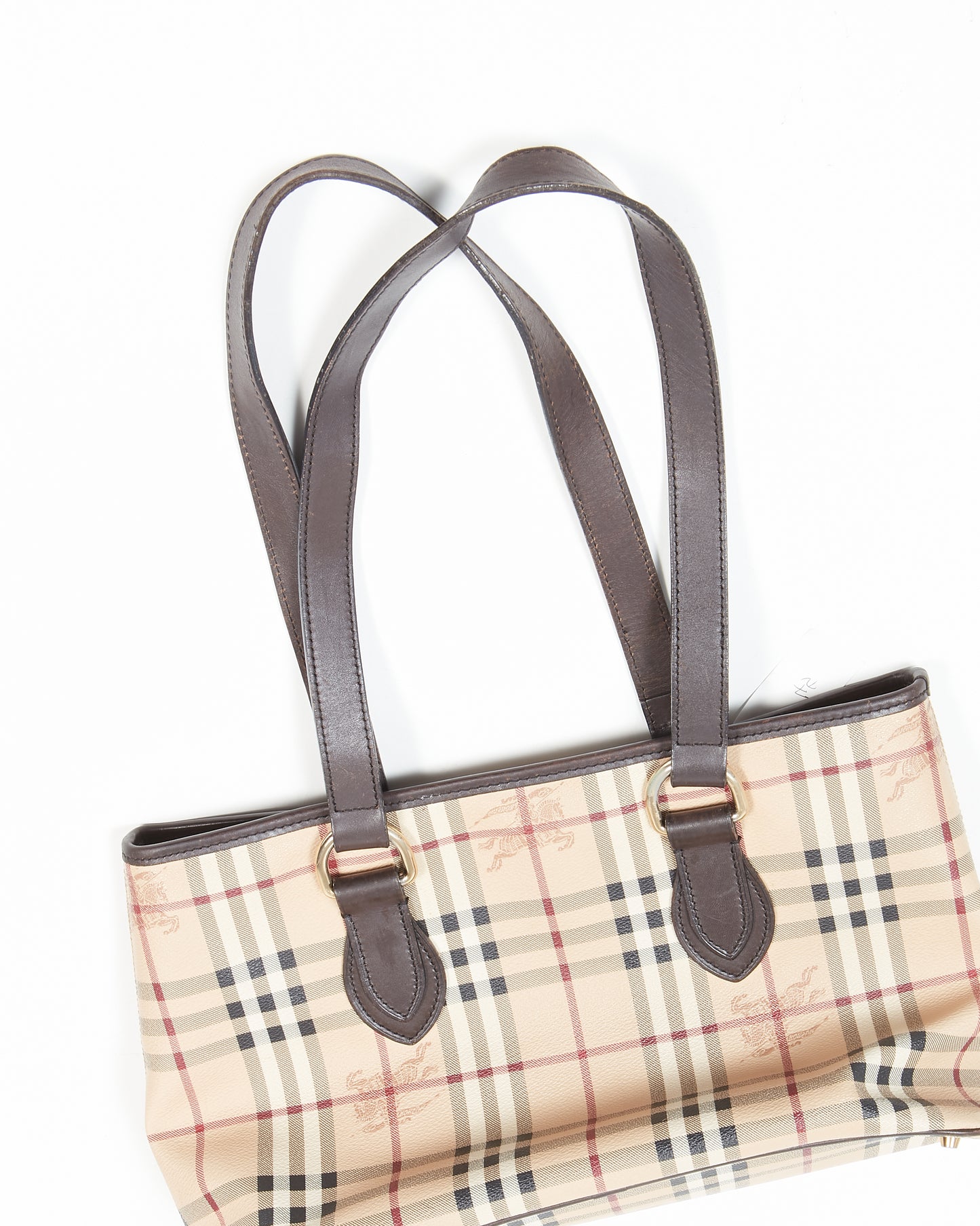 Burberry Beige Nova Check Coated Canvas Zip Tote Bag