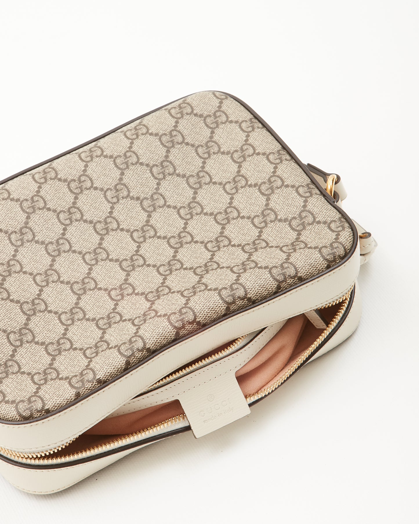 Gucci Cream Small GG Supreme Horsebit 1955 Shoulder Bag