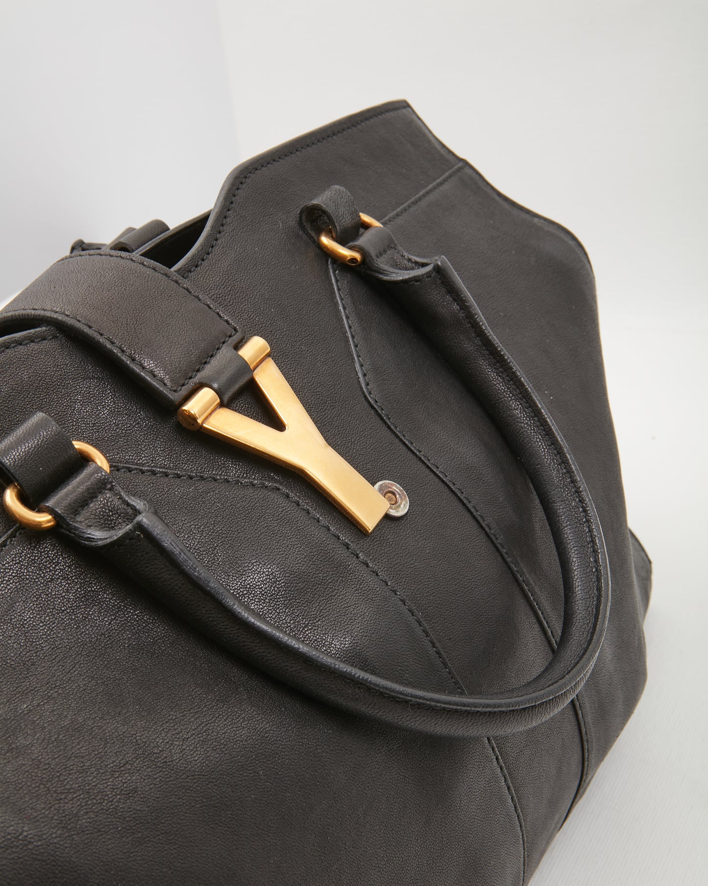 Saint Laurent Black Leather Chyc Cabas Tote Bag