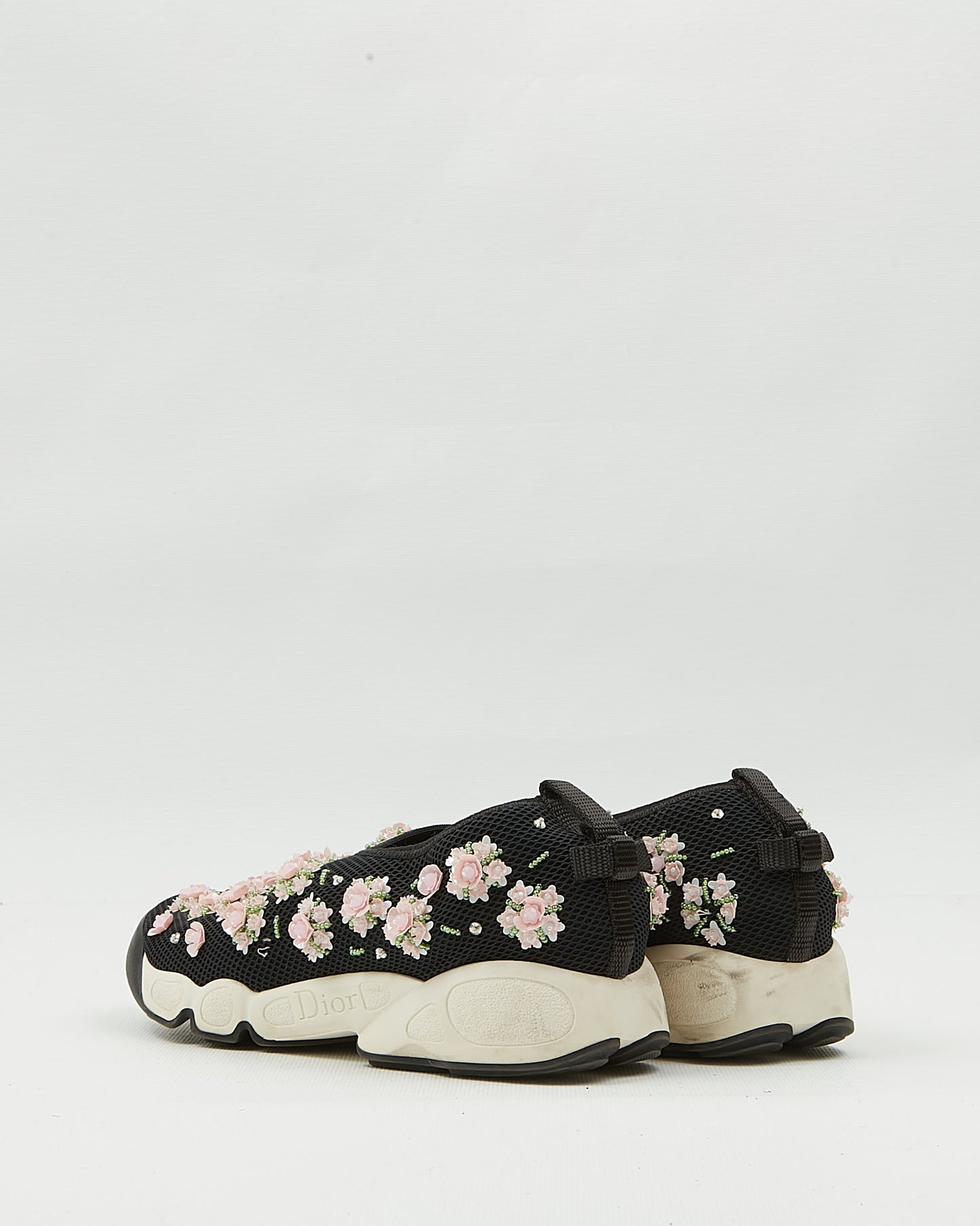 Dior Black/Pink Crystal Embellished Mesh Fusion Sneakers Sneakers - 37.5
