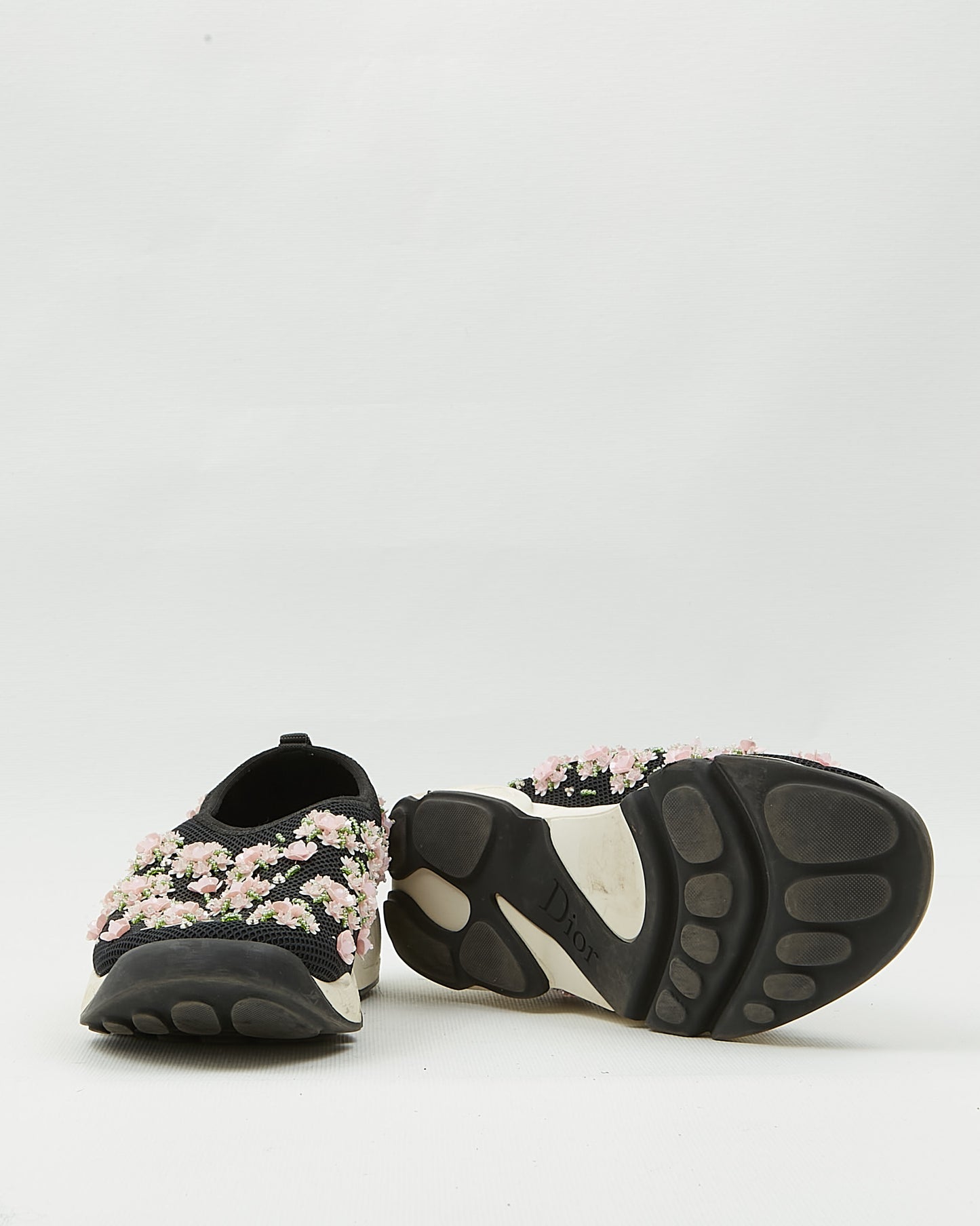 Dior Black/Pink Crystal Embellished Mesh Fusion Sneakers Sneakers - 37.5