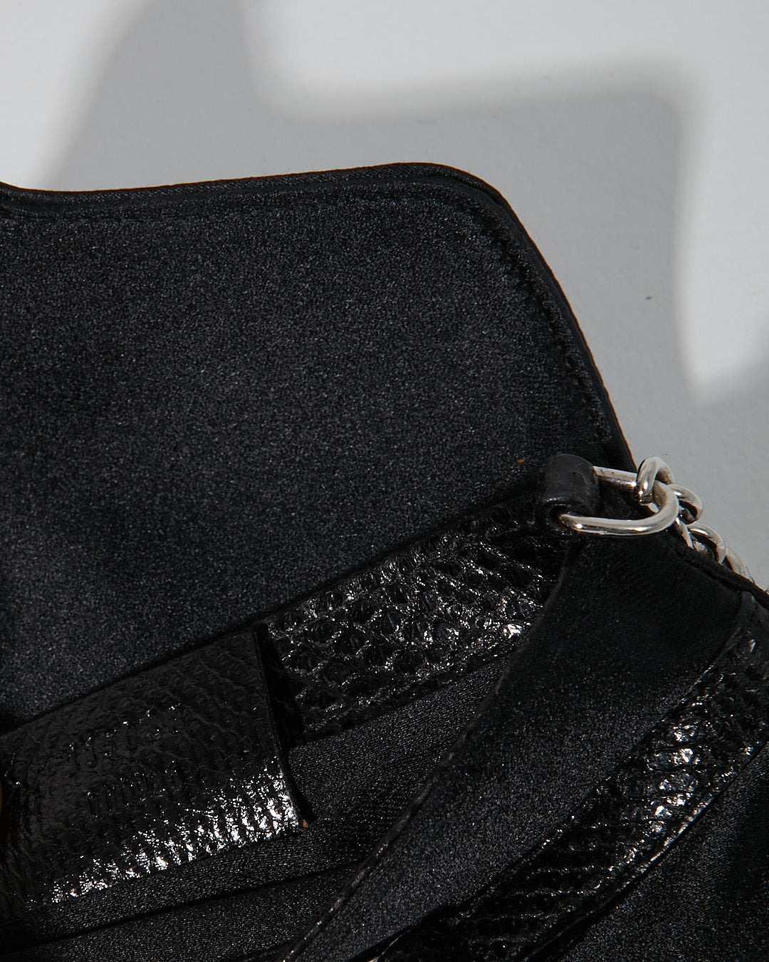 Gucci Black Satin Crystal GG Evening Chain Crossbody Bag
