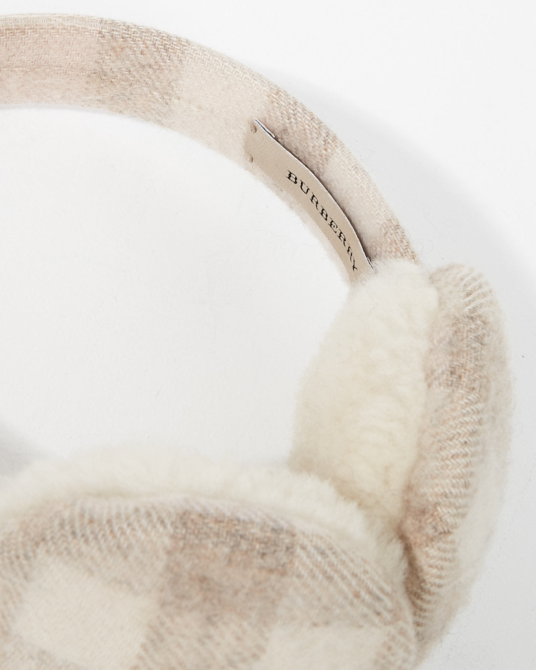 Burberry Grey Cashmere Nova Check Earmuffs