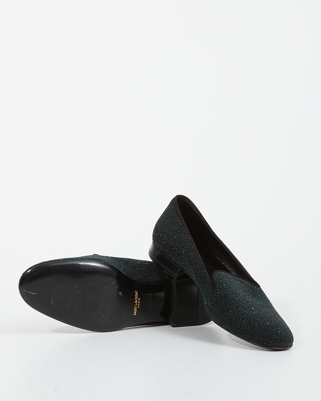 Saint Laurent Mocassins à Paillettes Vert/Noir - 37