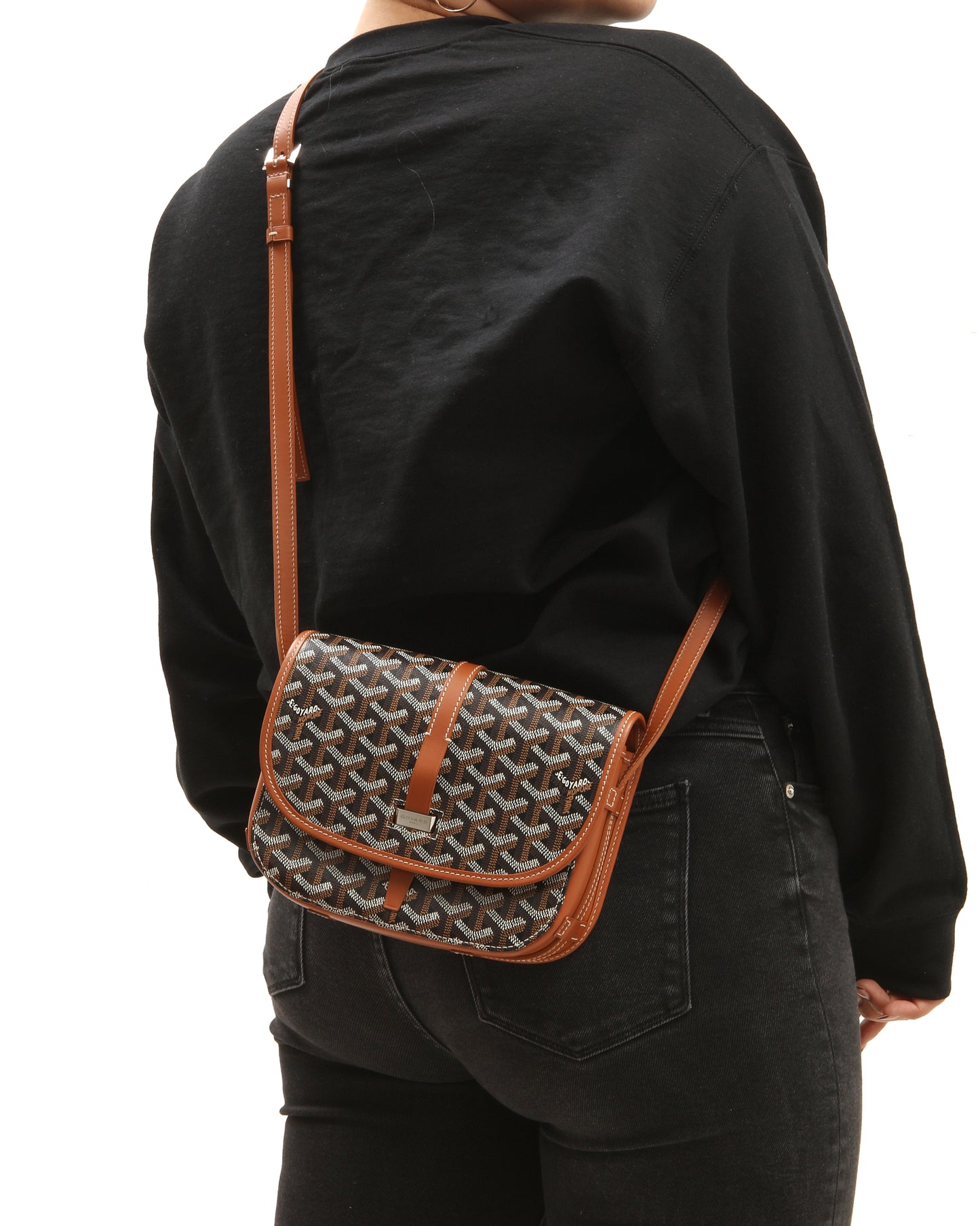 Goyard Black Coated Canvas Goyardine Belvedere II PM Crossbody Bag