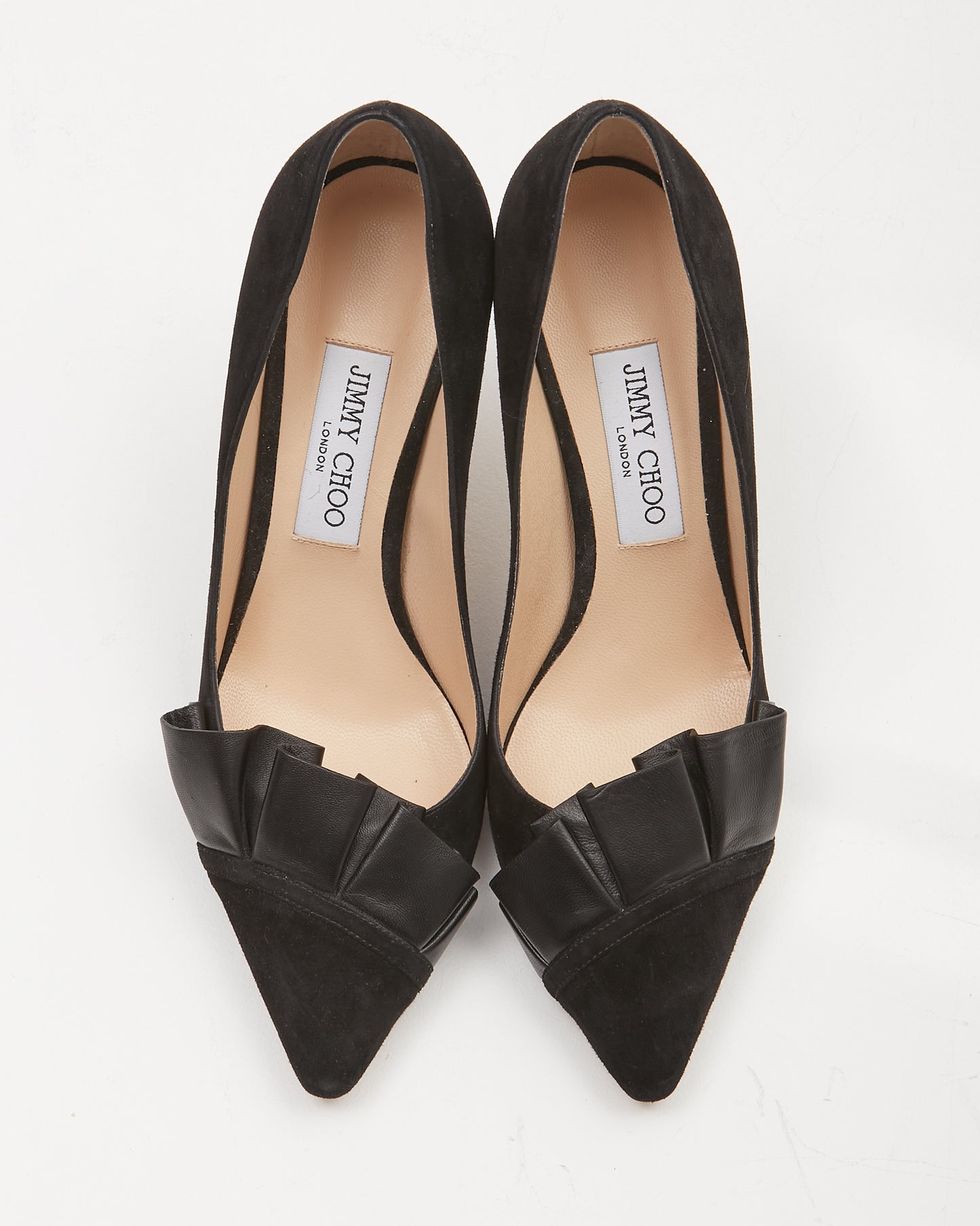 Jimmy Choo Black Suede Ruffle Point Toe Pump - 39