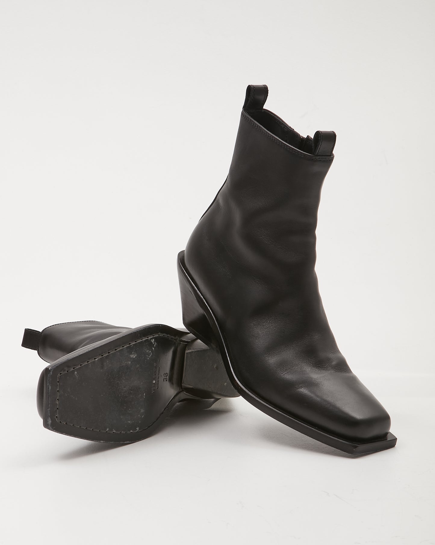Ann Demeulemeester Black Leather Henrik A. Ankle Boots - 36