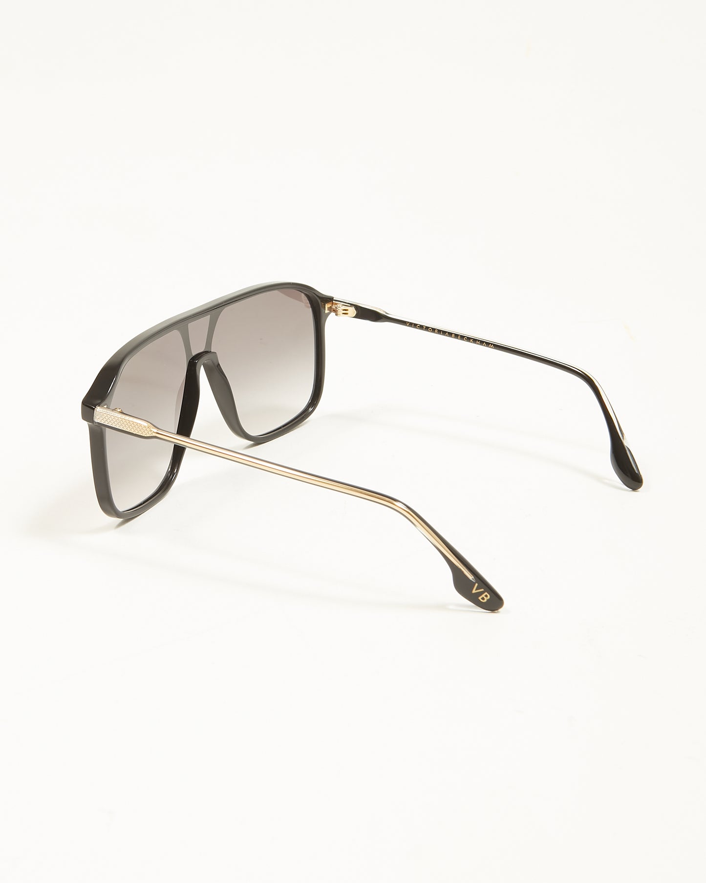 Victoria Beckham Black/Gold VB156S Shield Square Aviator Sunglasses