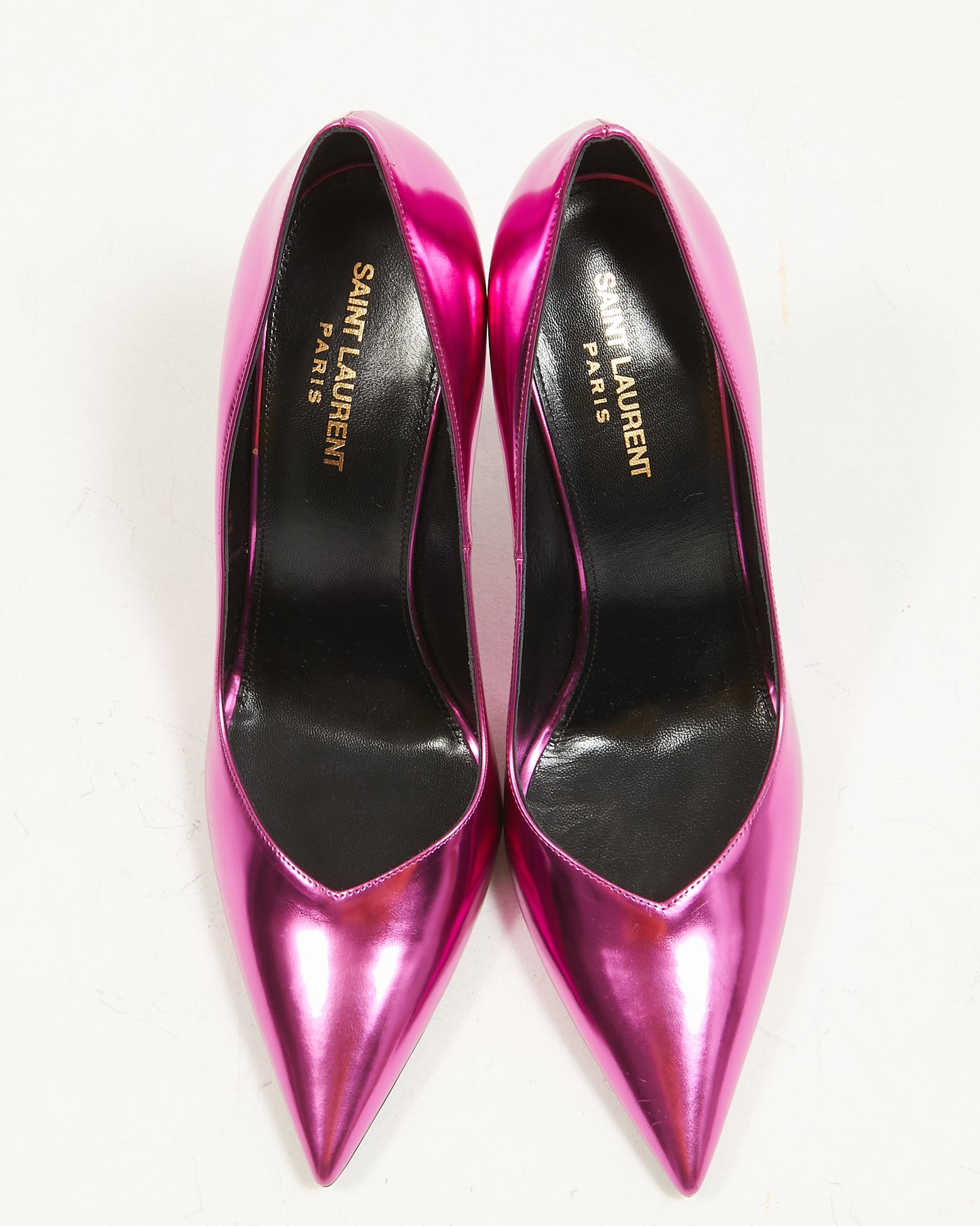 Escarpins Kiki 100 en métal et cuir fuchsia Saint Laurent - 40