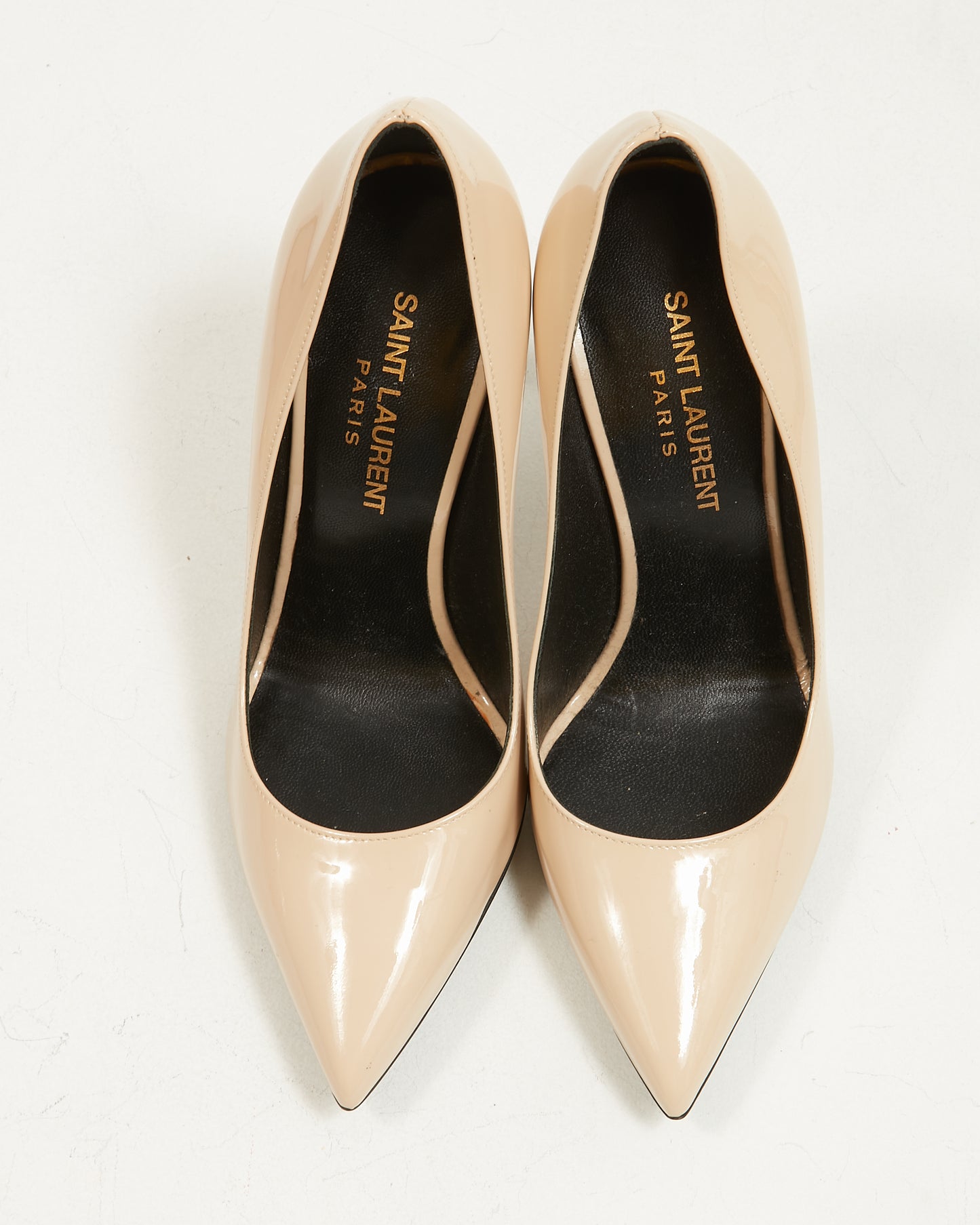 Saint Laurent Beige Patent Paris Skinny 105 Pump - 35
