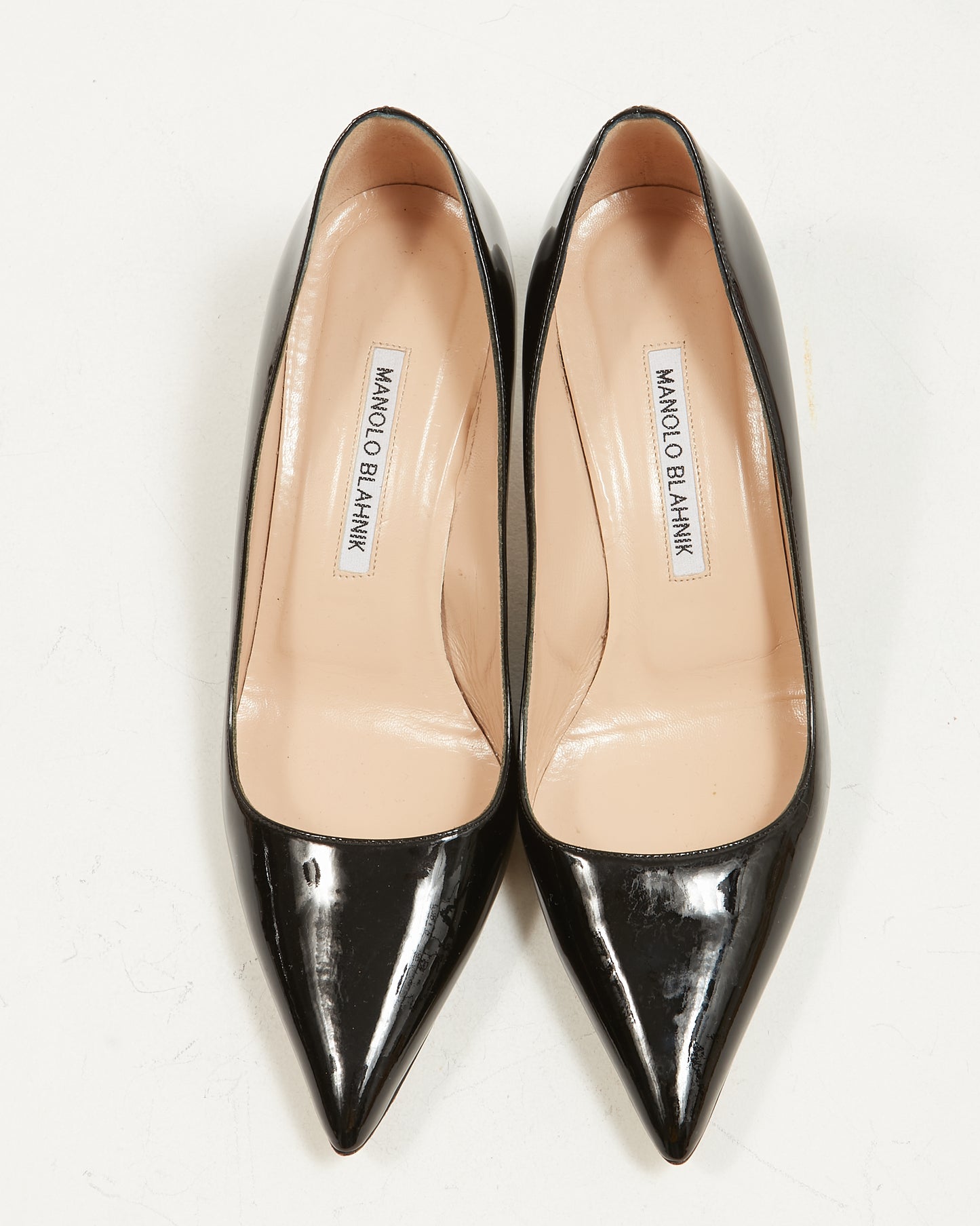Manolo Blahnik Black Patent Point Toe Pumps - 37