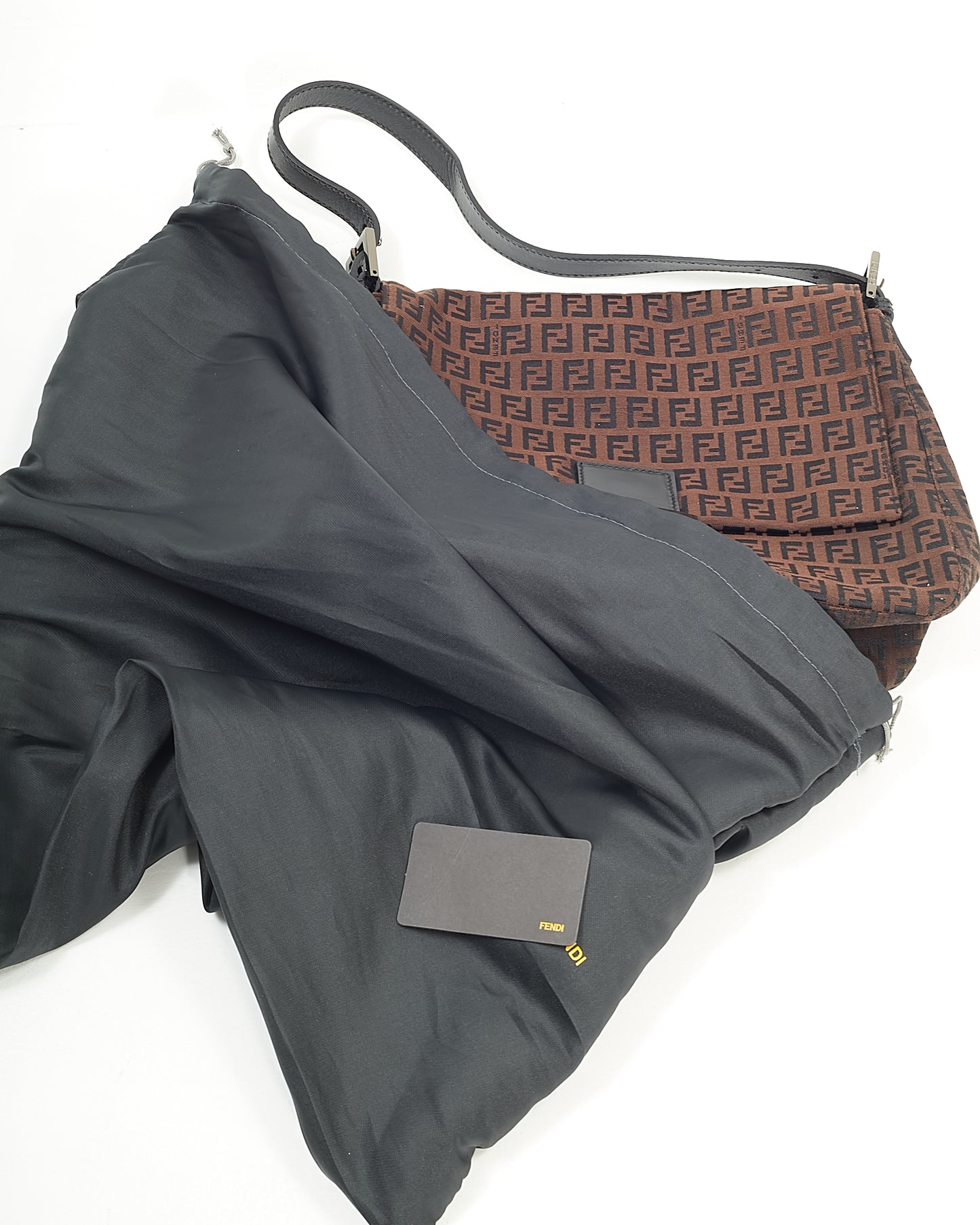 Fendi Brown Zucchino Mamma Baguette Shoulder Bag