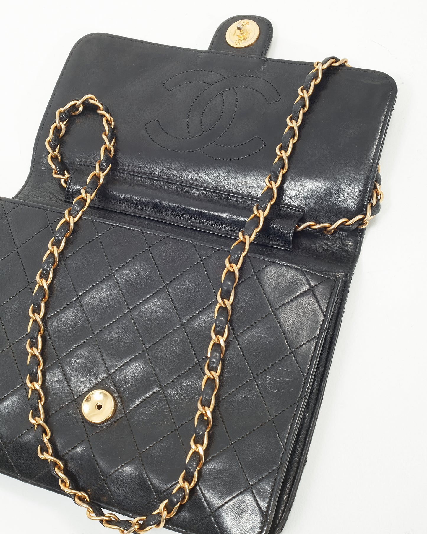 Chanel Black Lambskin Vintage Coco Flap Chain Bag